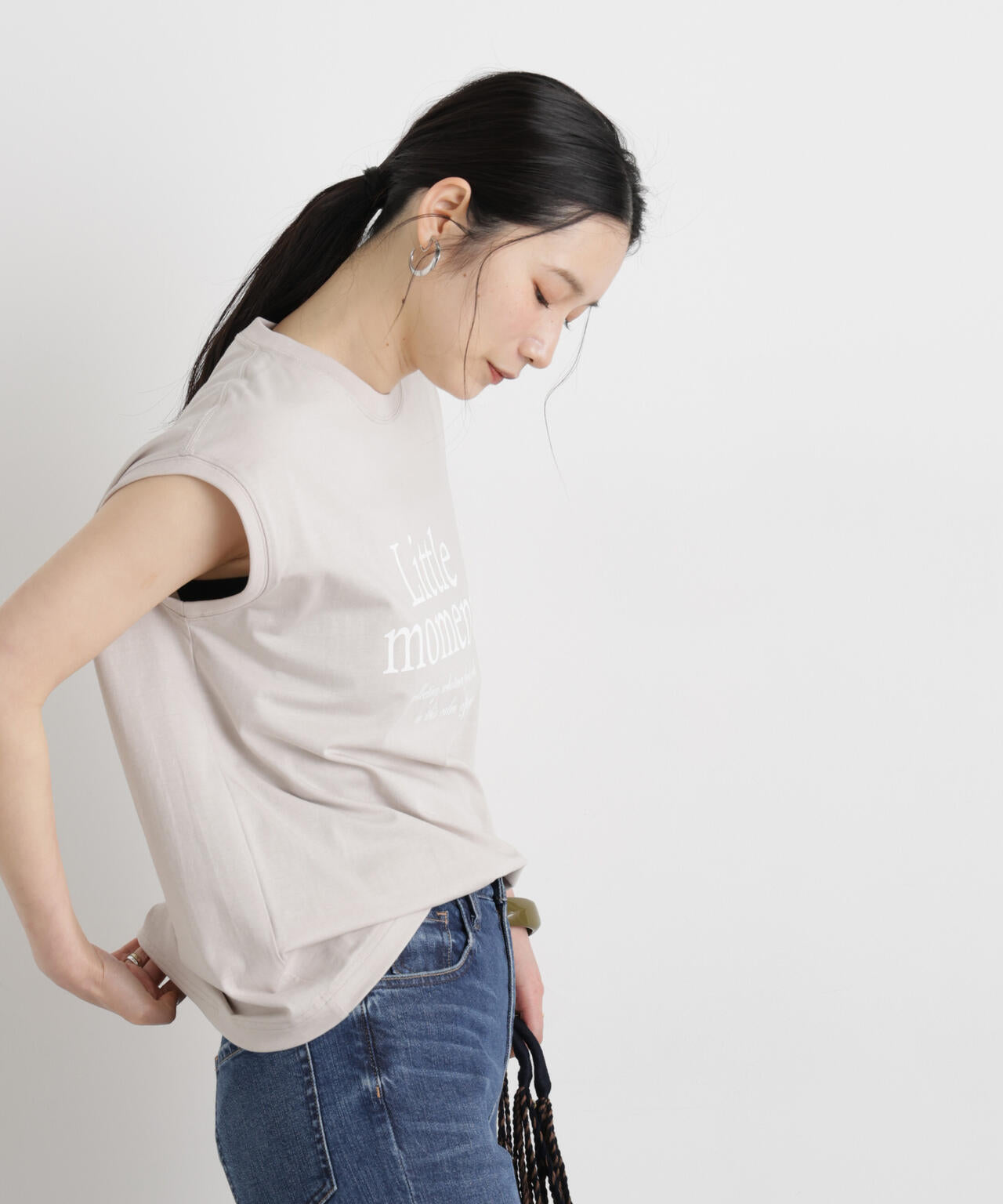 MINERALTEX(TM)ロゴプリントノースリーブTシャツ | NANO universe
