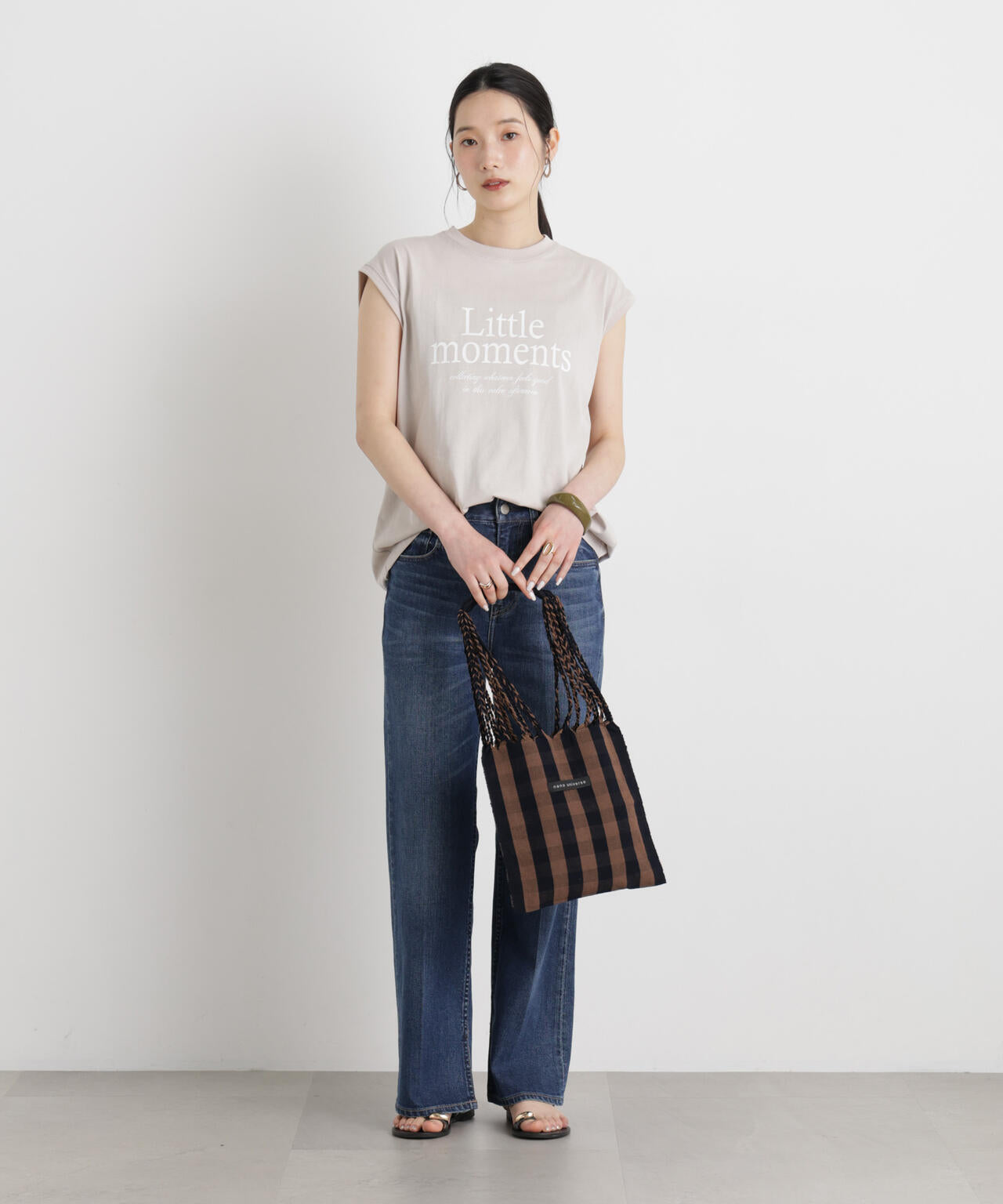 MINERALTEX(TM)ロゴプリントノースリーブTシャツ | NANO universe