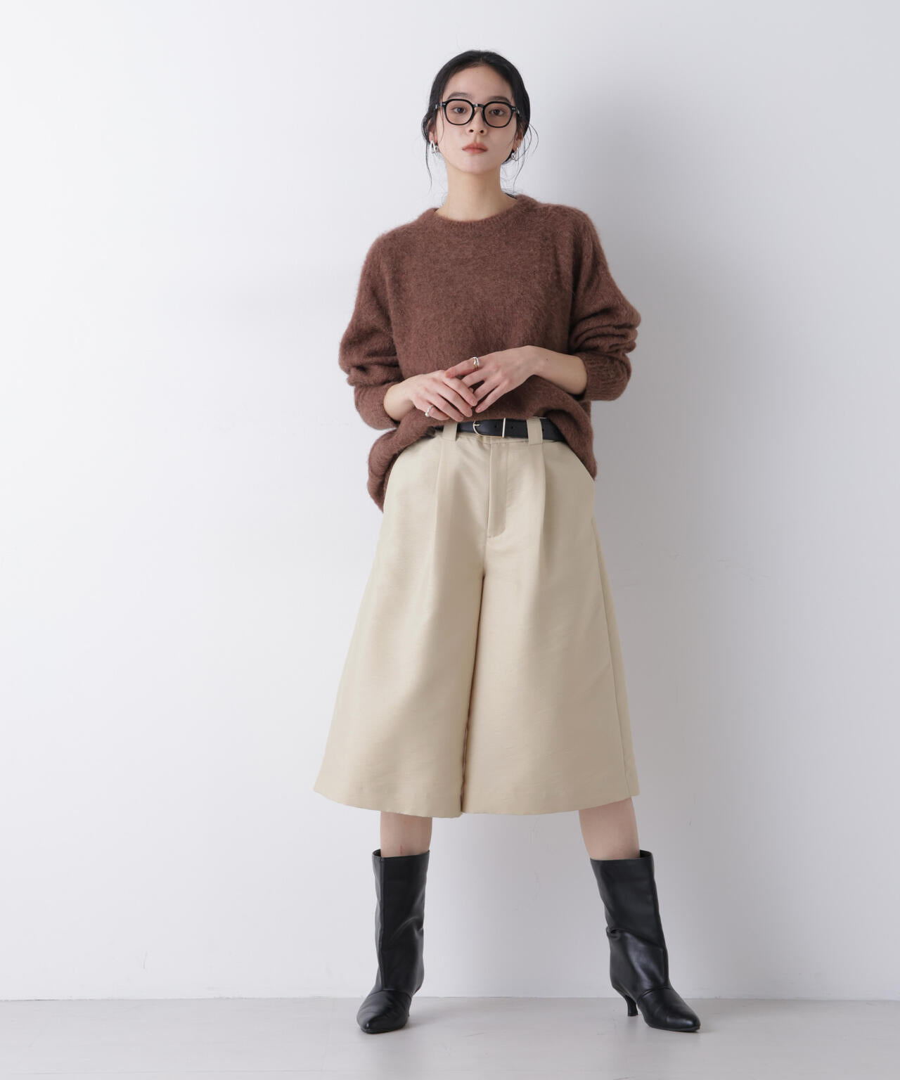 エアリーツイルボリュームキュロットパンツ