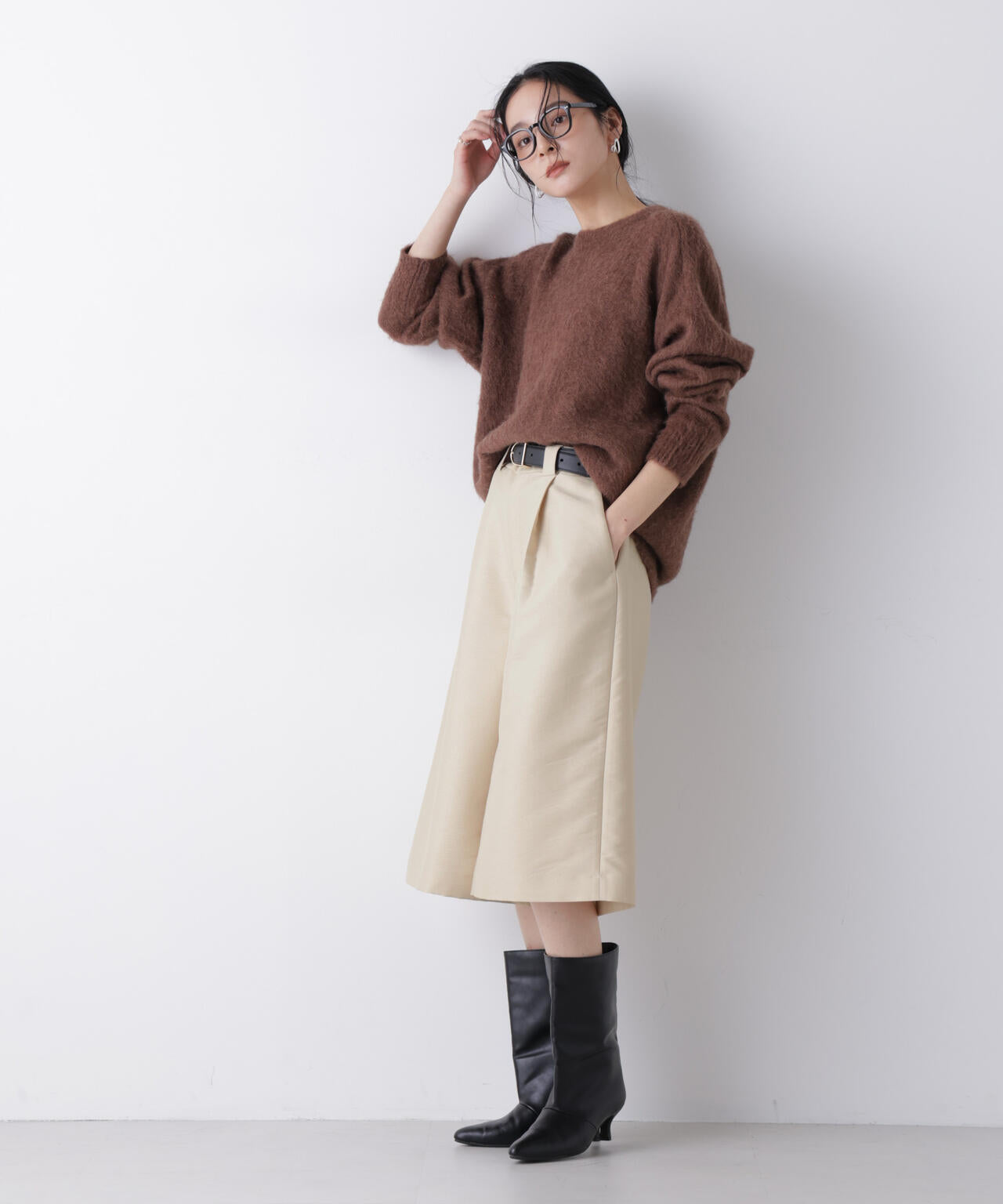 エアリーツイルボリュームキュロットパンツ