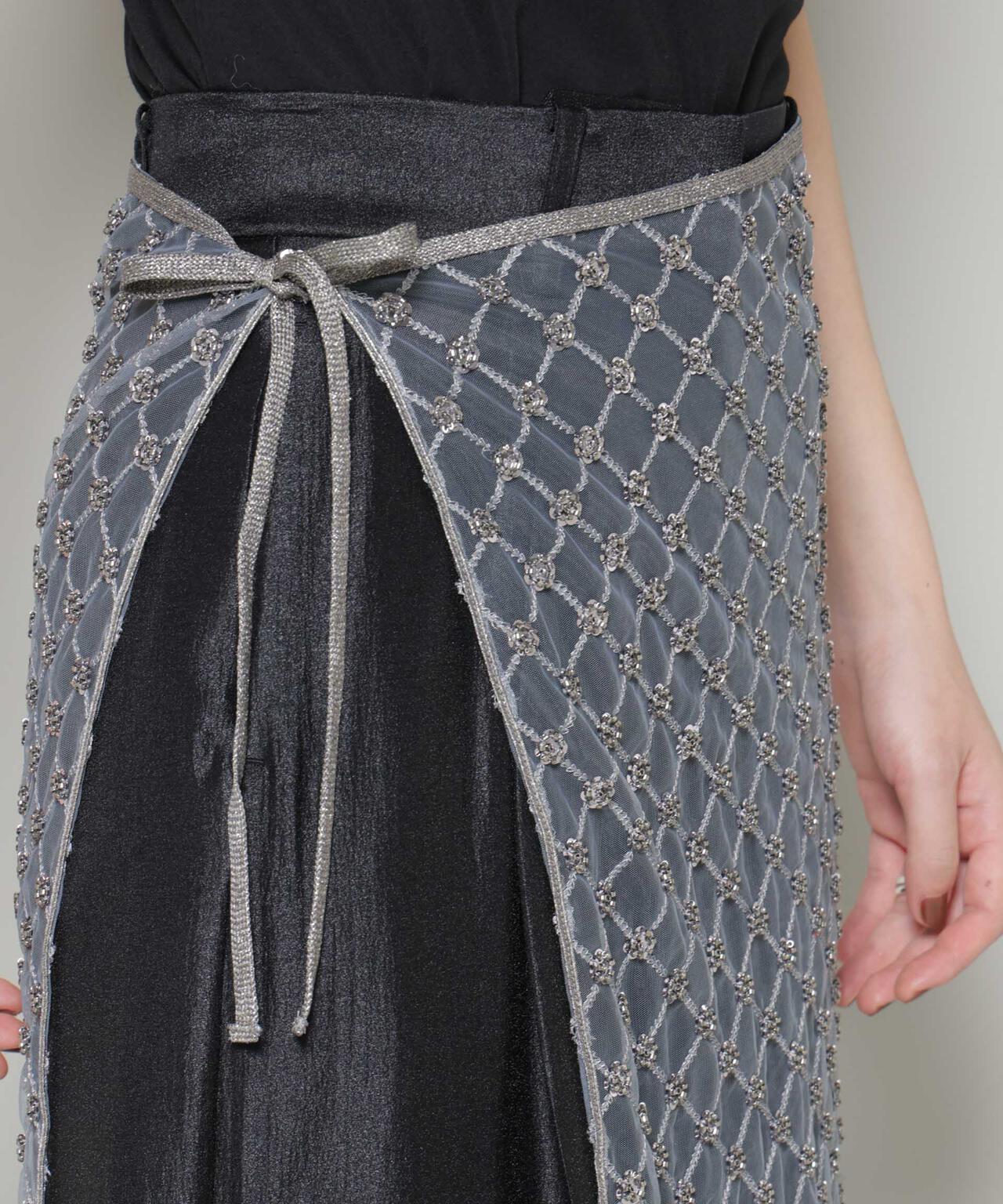 スパンコールビーズ刺繍ラップスカート