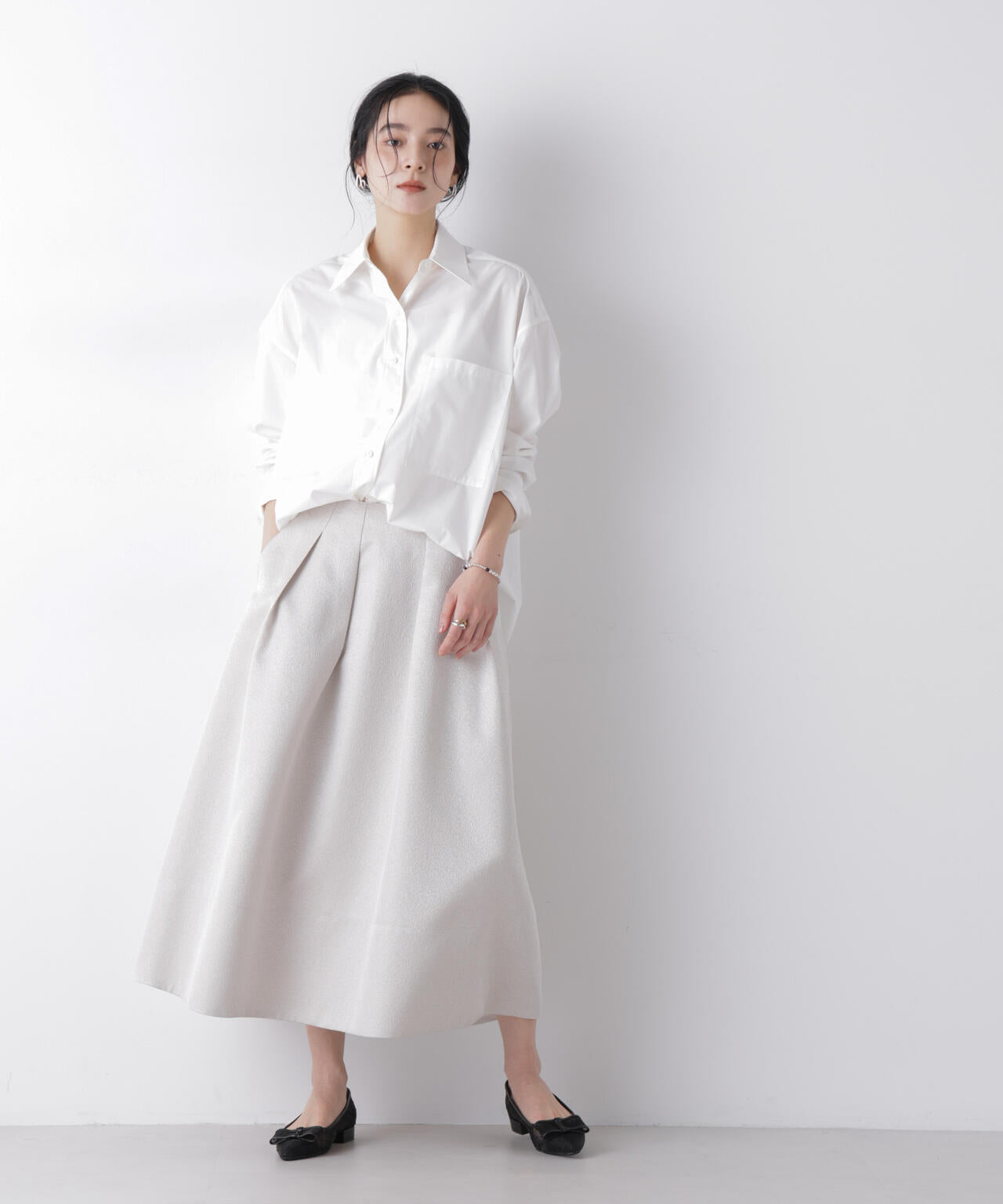 ジャガードボリュームタックスカート(セットアップ可)