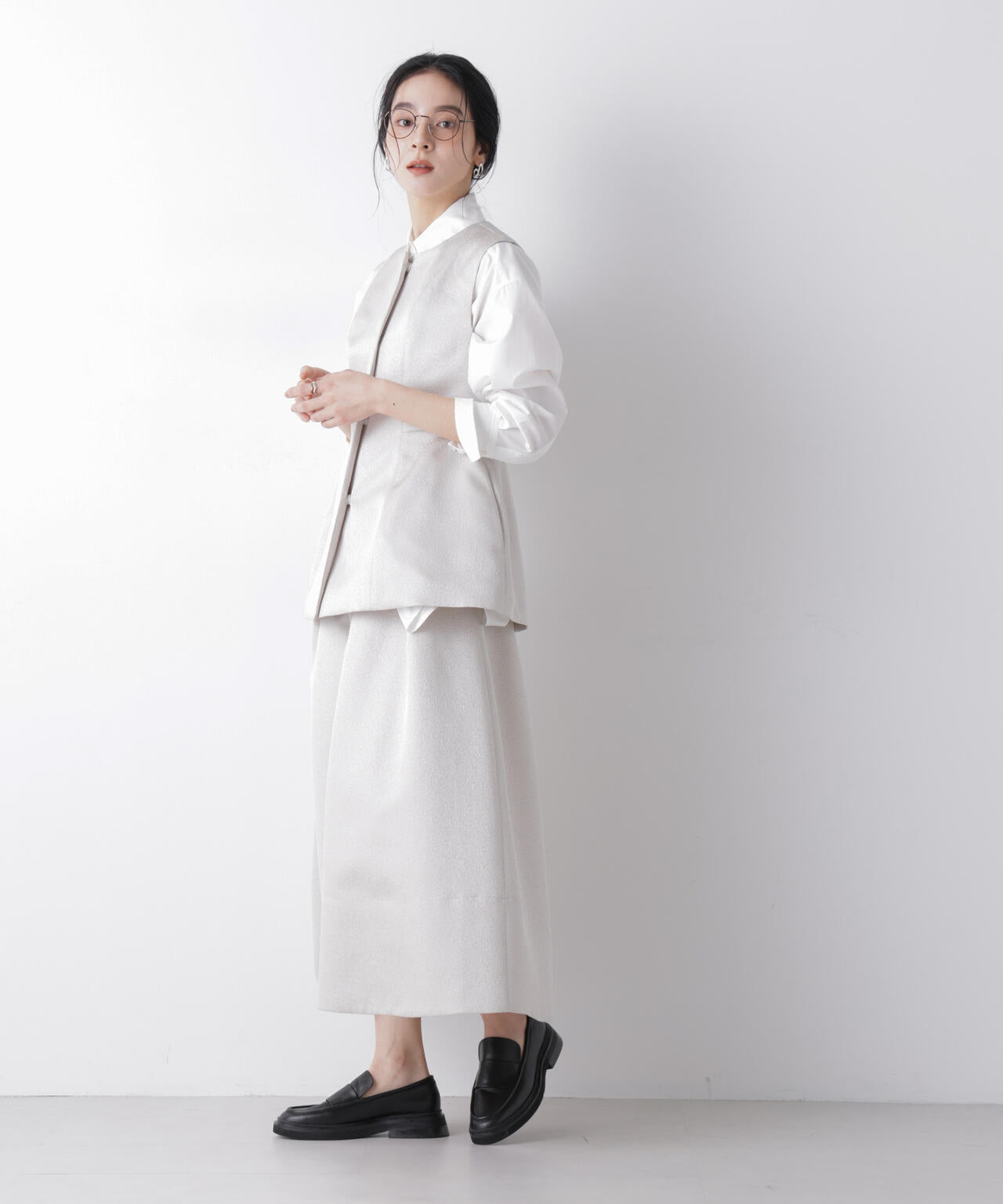 ジャガードボリュームタックスカート(セットアップ可)