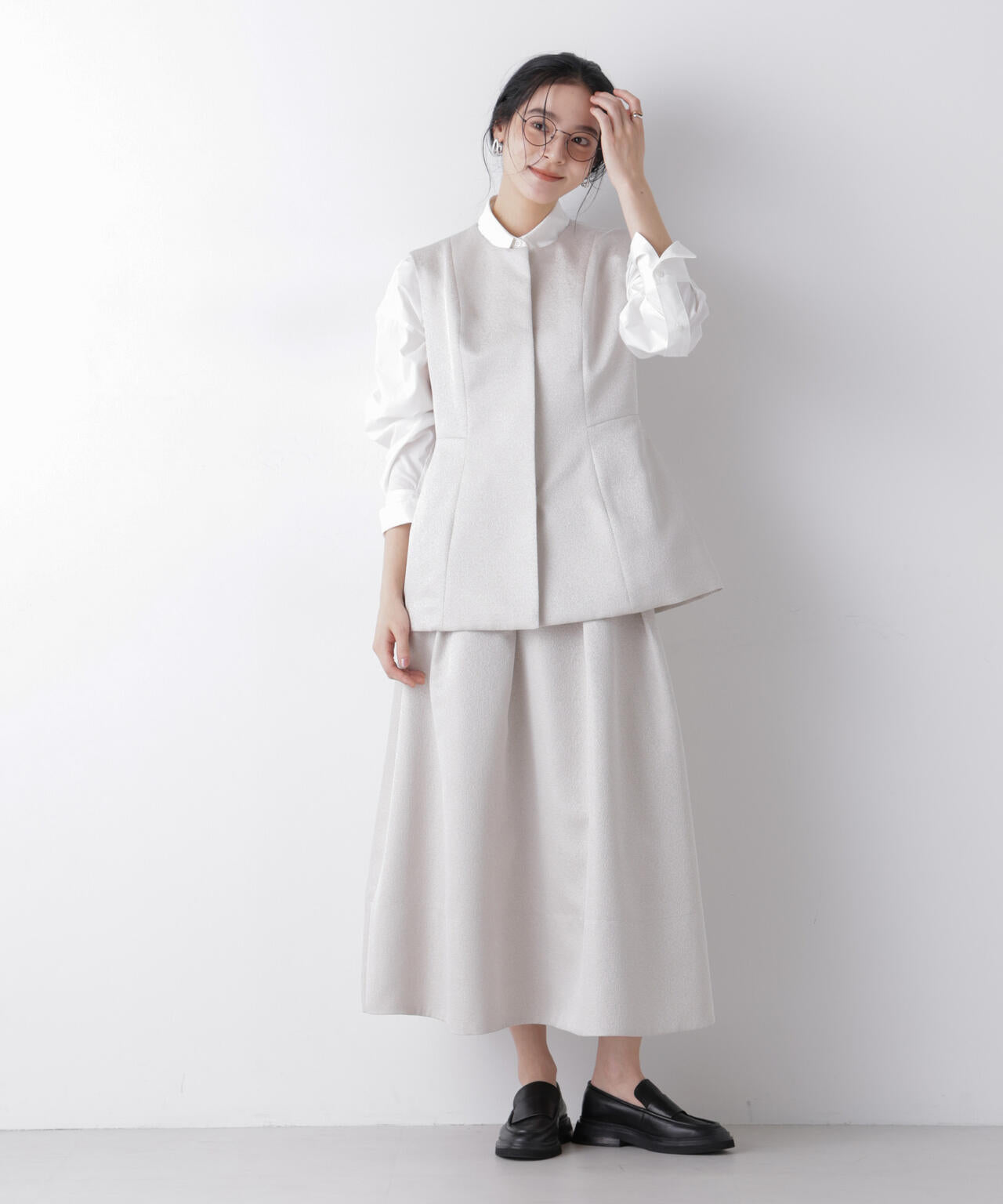 ジャガードボリュームタックスカート(セットアップ可)