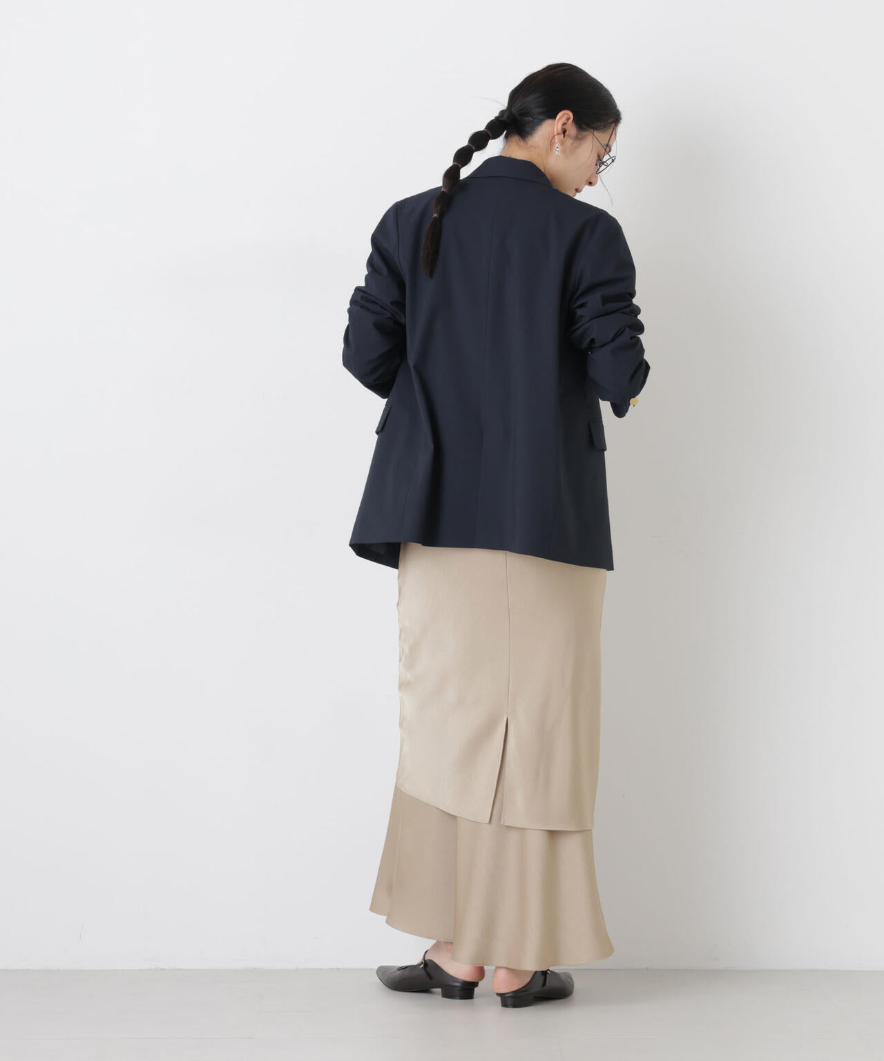 ダブルサテンレイヤードデザインスカート