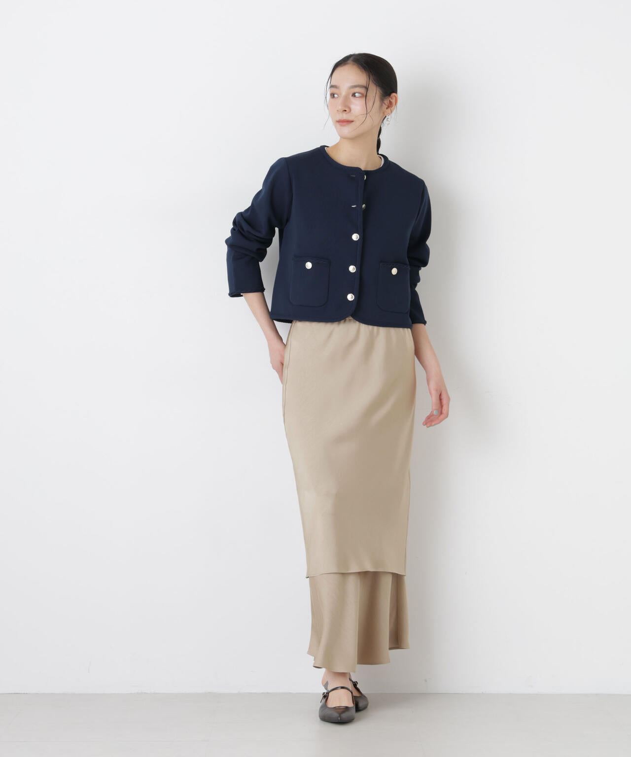 ダブルサテンレイヤードデザインスカート