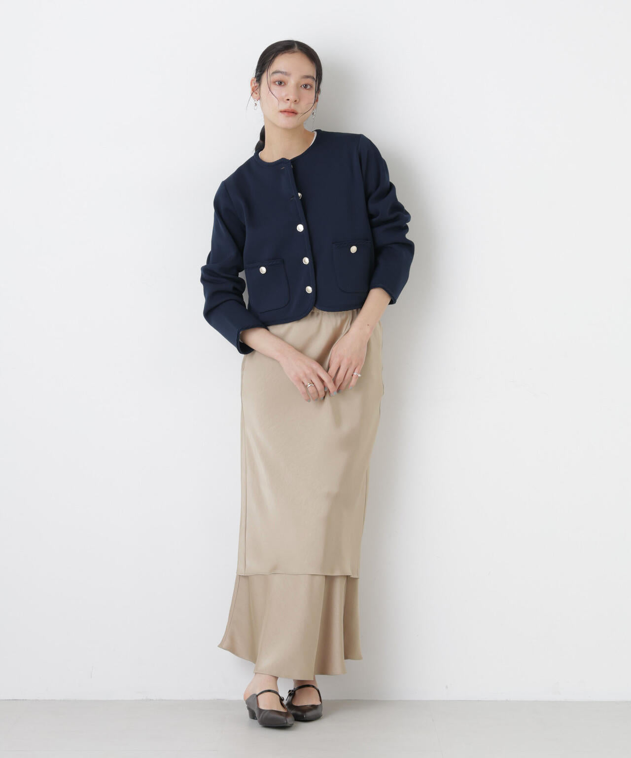 ダブルサテンレイヤードデザインスカート