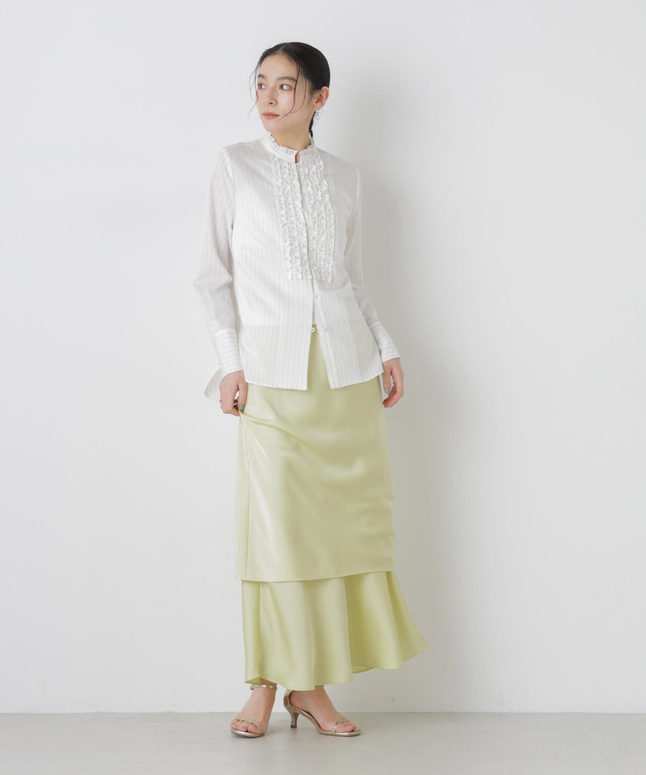 ダブルサテンレイヤードデザインスカート