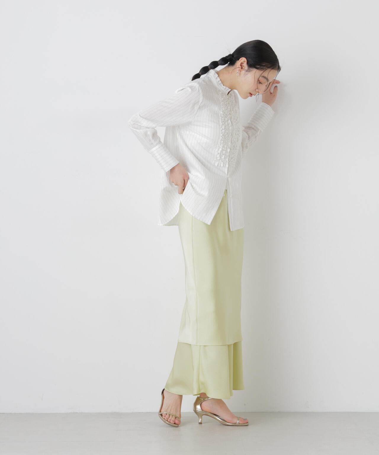 ダブルサテンレイヤードデザインスカート