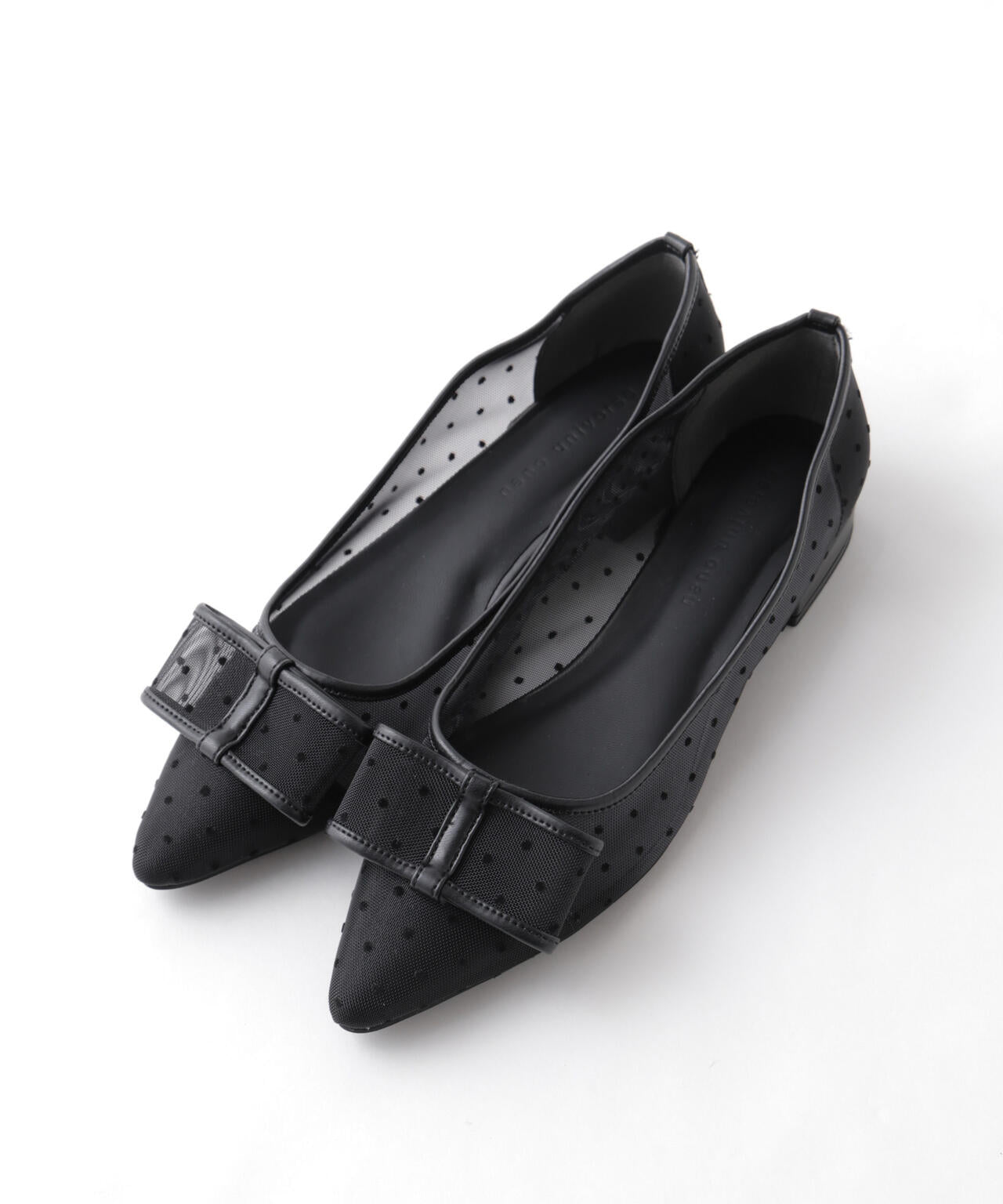 ドットフロッキーリボンパンプス