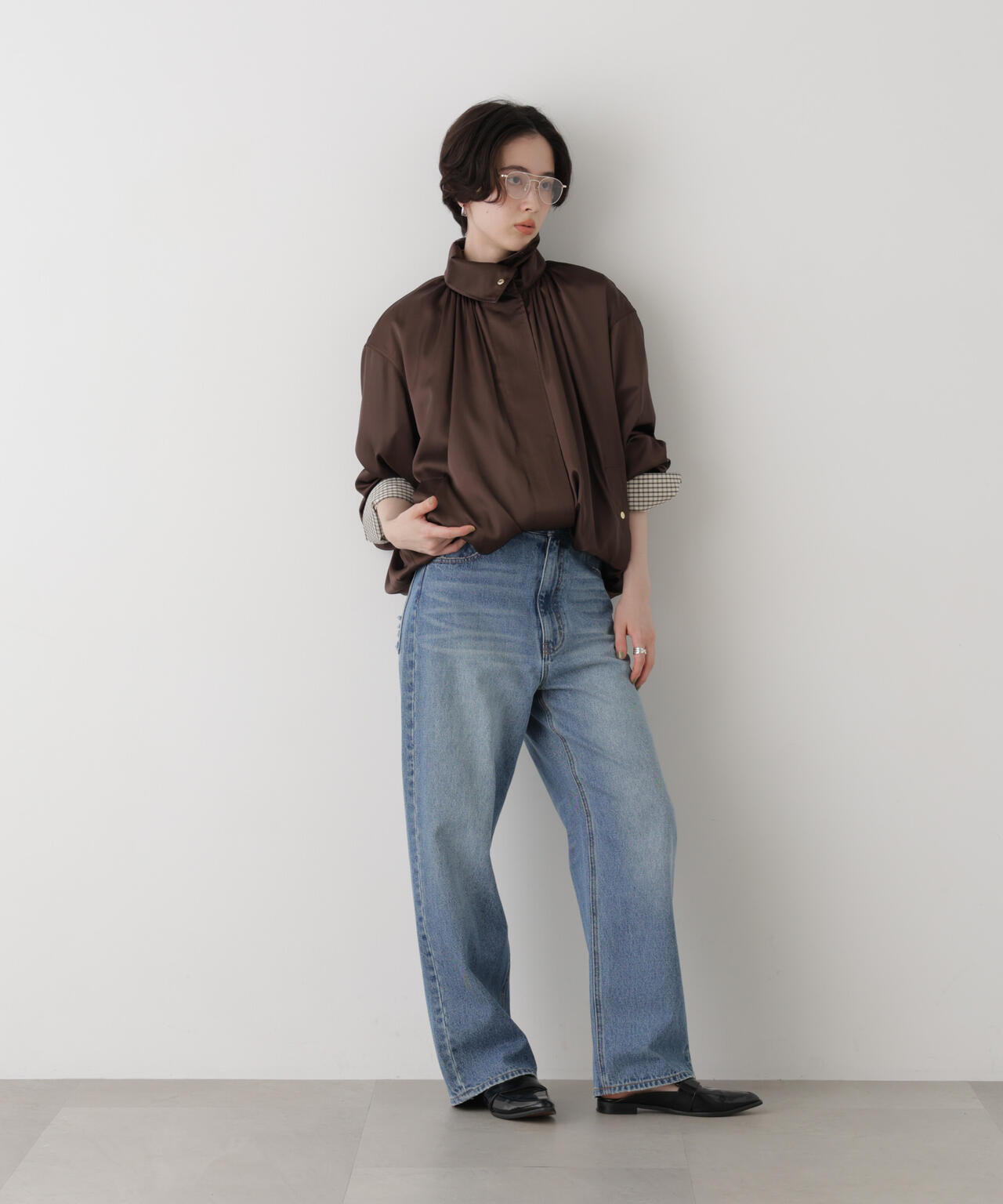 エアリーサテンスタンドブルゾン