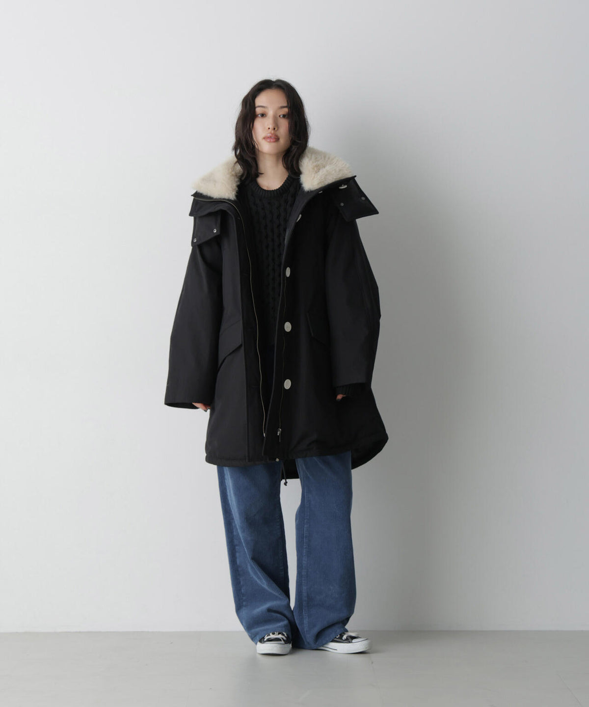 「STEVELOUR」「西川ダウン(R)」ファー付きコート