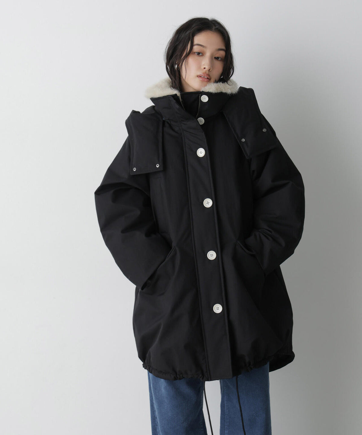 「STEVELOUR」「西川ダウン(R)」ファー付きコート