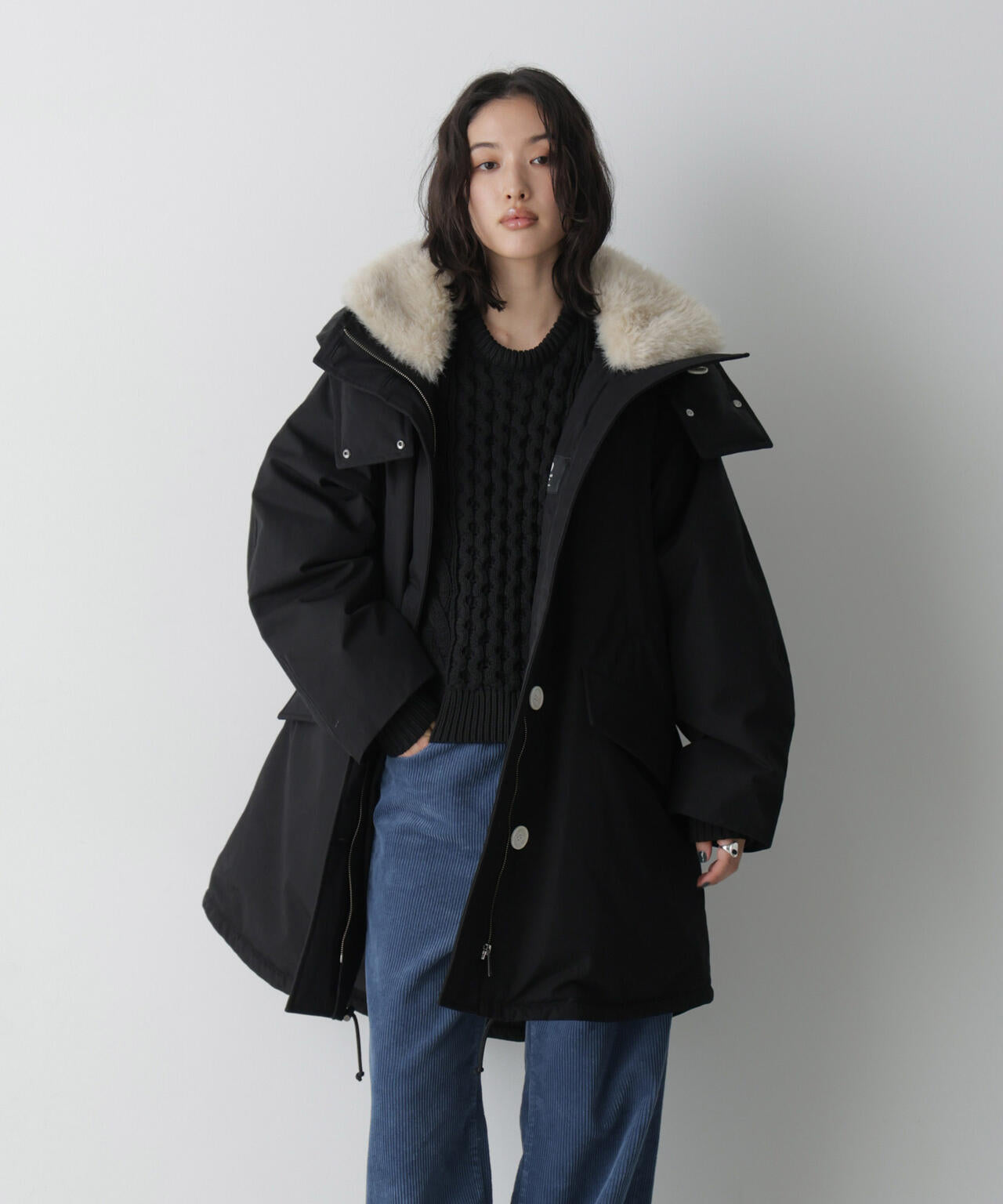 【美品】23区　洗える　モッズコート ダウン ファー ライナー 44 黒 STEVELOUR」「西川ダウン(R)」ファー付きコート | NANO universe（ナノ