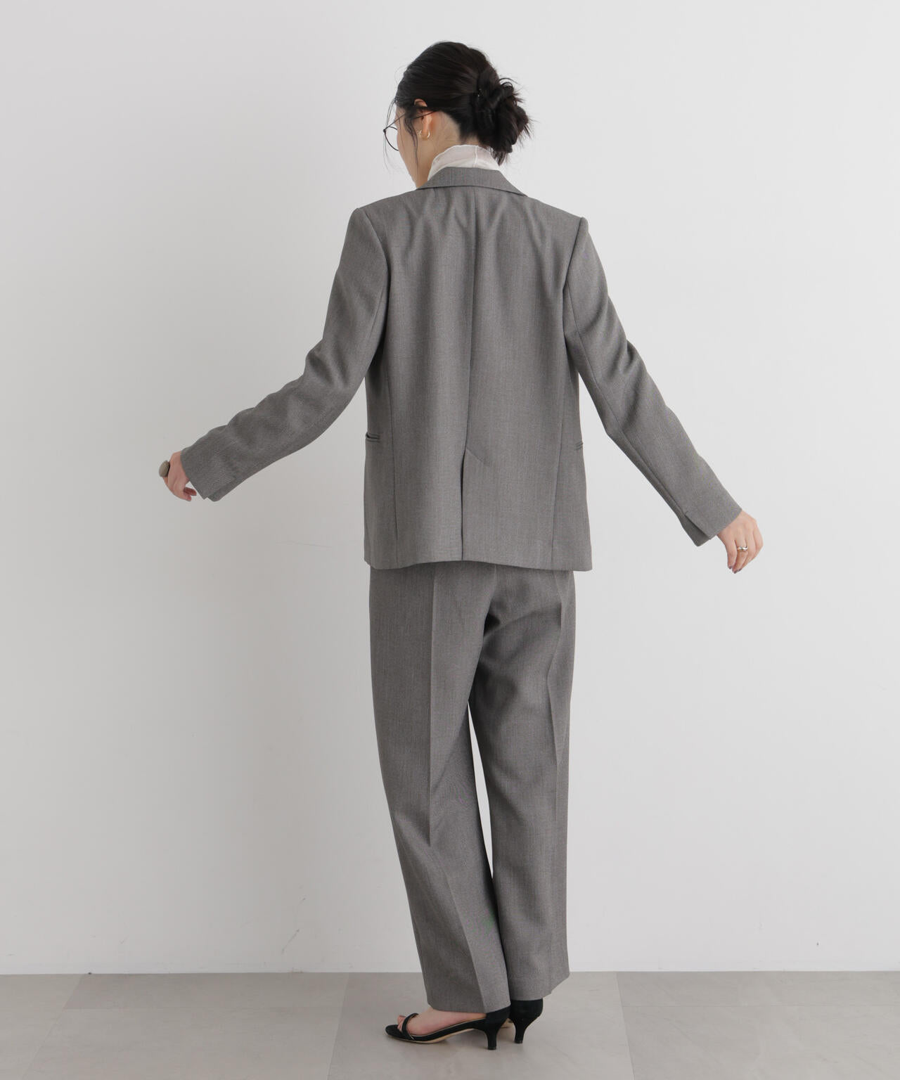 シャンブレーシャークスキンシングル金釦ジャケット(セットアップ可