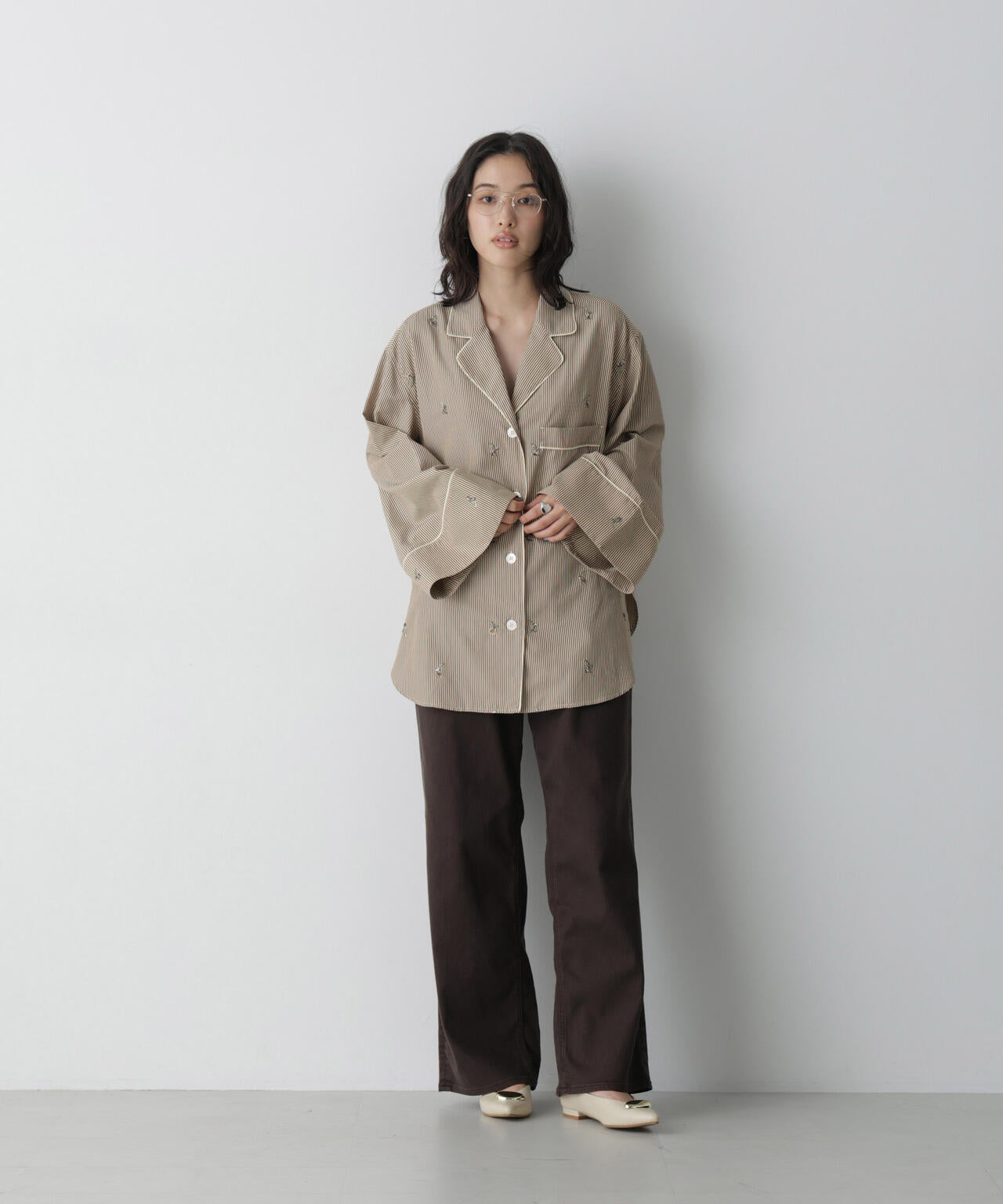 「STEVELOUR」フラワーモチーフスリーピーシャツ(セットアップ可)