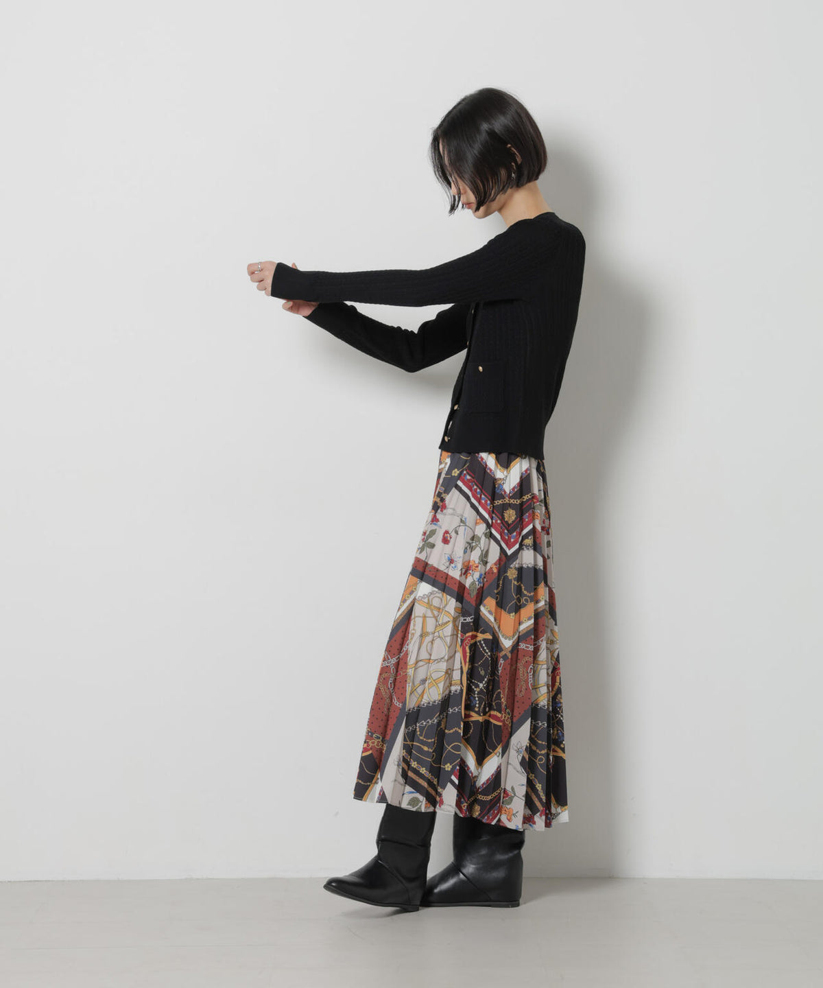 毛玉レスニット ミニケーブルカーディガン