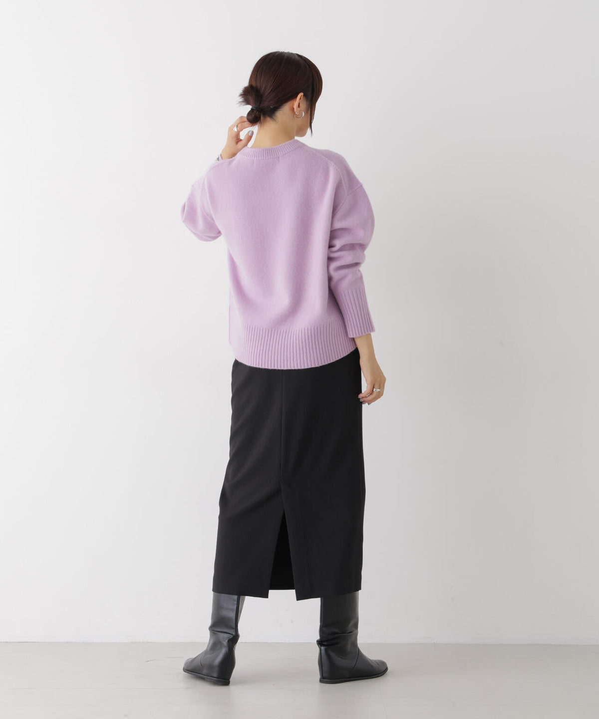 AQUAウールカシミヤクルーネックニットプルオーバー