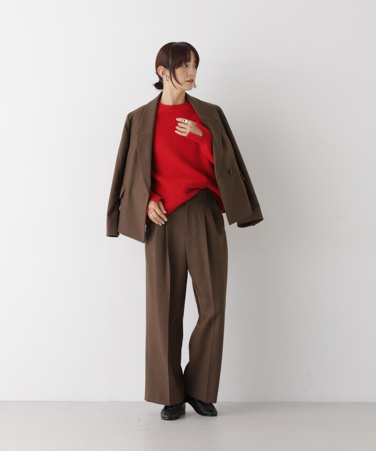 AQUAウールカシミヤクルーネックニットプルオーバー