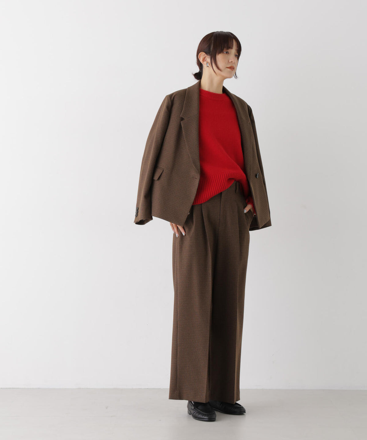 AQUAウールカシミヤクルーネックニットプルオーバー