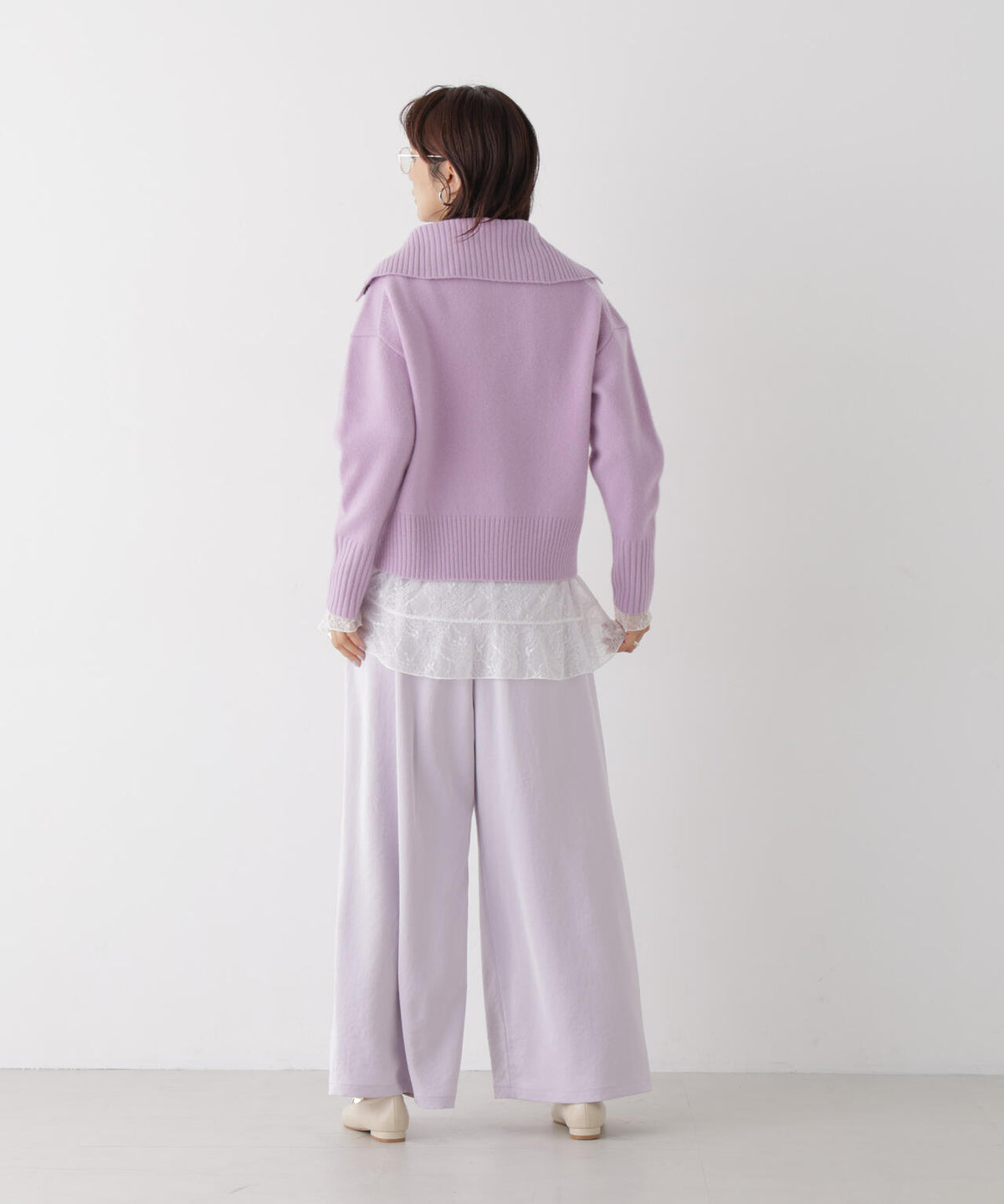AQUAウールカシミヤハイネックカーディガン