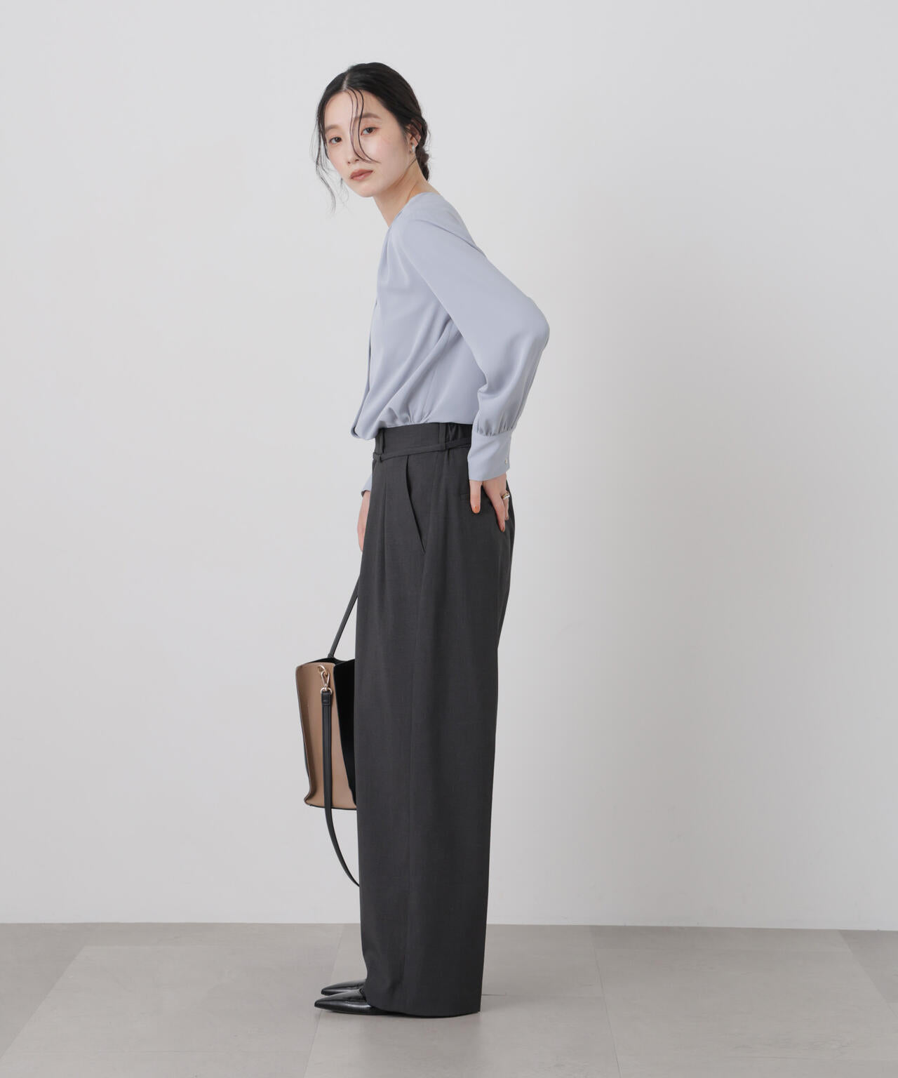 ドライウェザーストレッチベルト付き2タックワイドパンツ(セットアップ可)