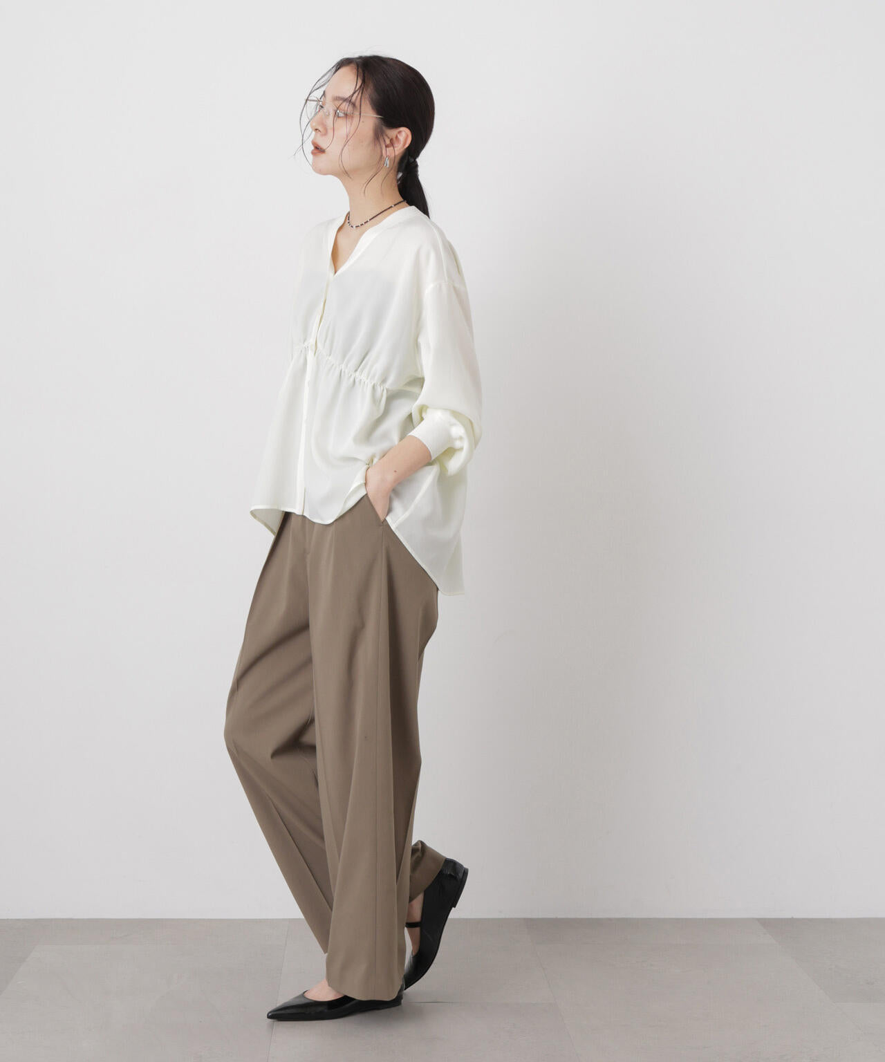 ドライウェザーストレッチベルト付き2タックワイドパンツ(セットアップ可)