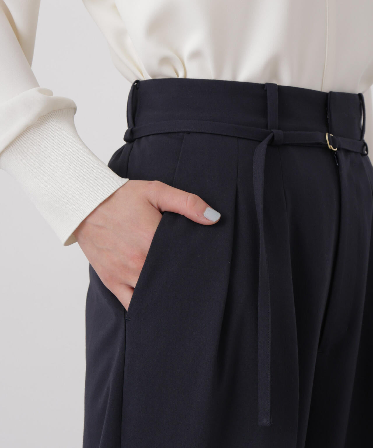ドライウェザーストレッチベルト付き2タックワイドパンツ(セットアップ可)