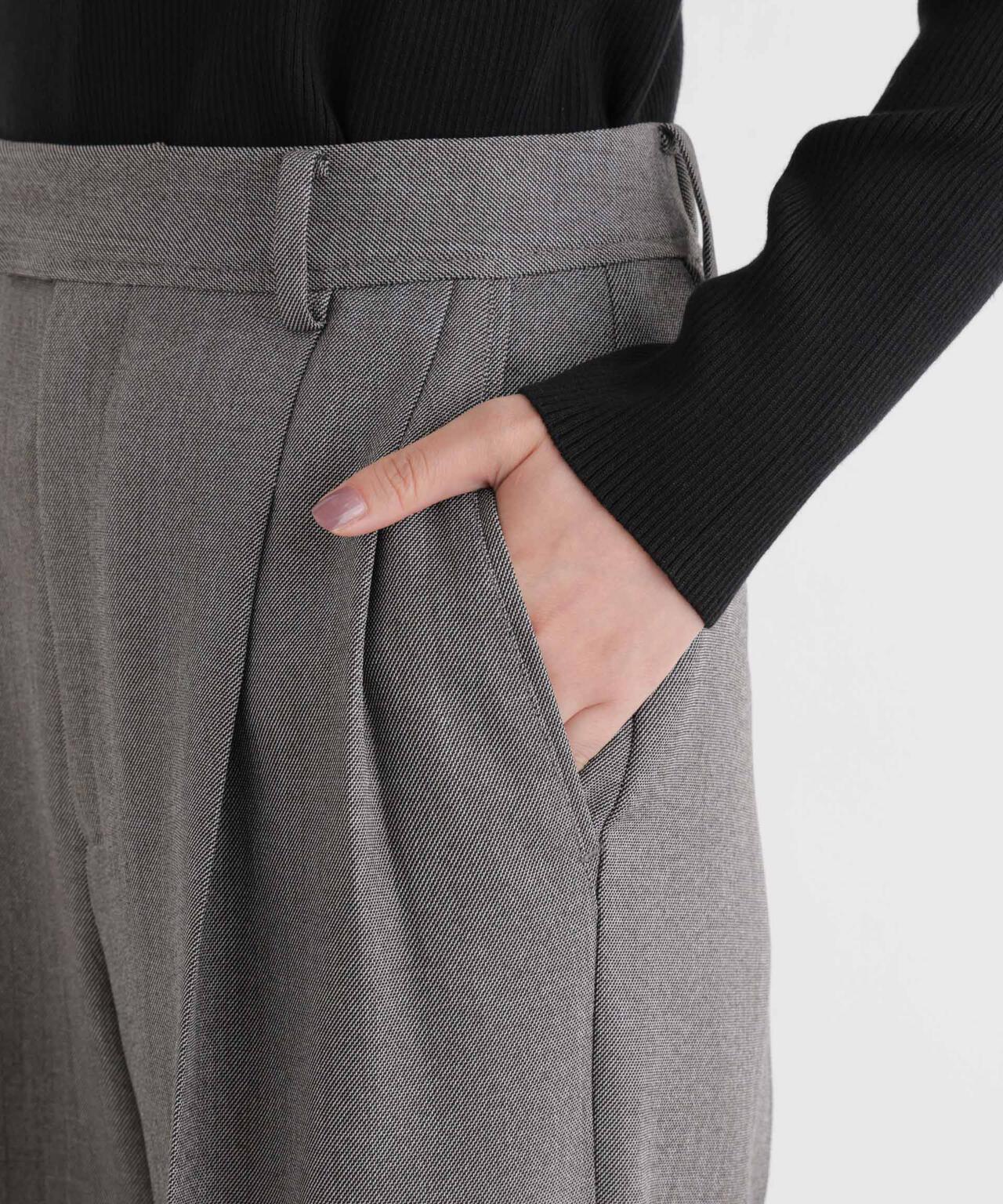 シャンブレーシャークスキンタックセミワイドパンツ(セットアップ可)