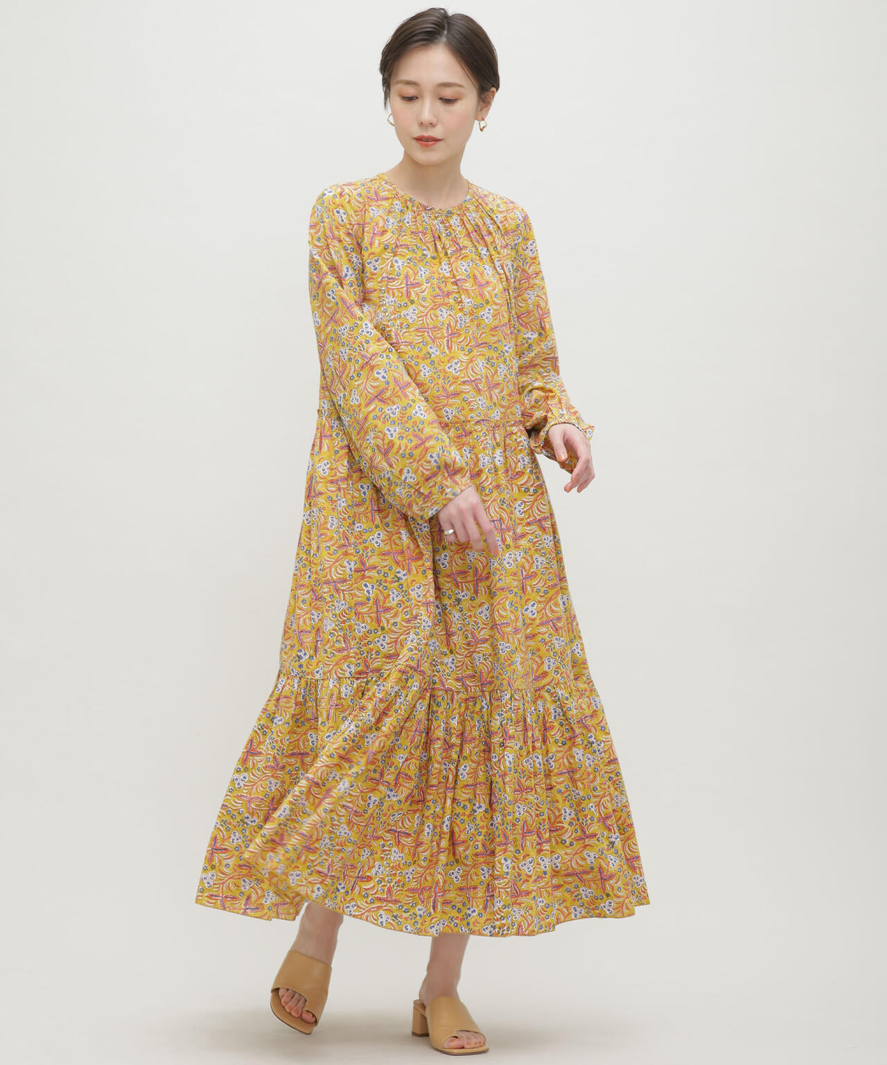 H.A.O/Block Print L/S Dress