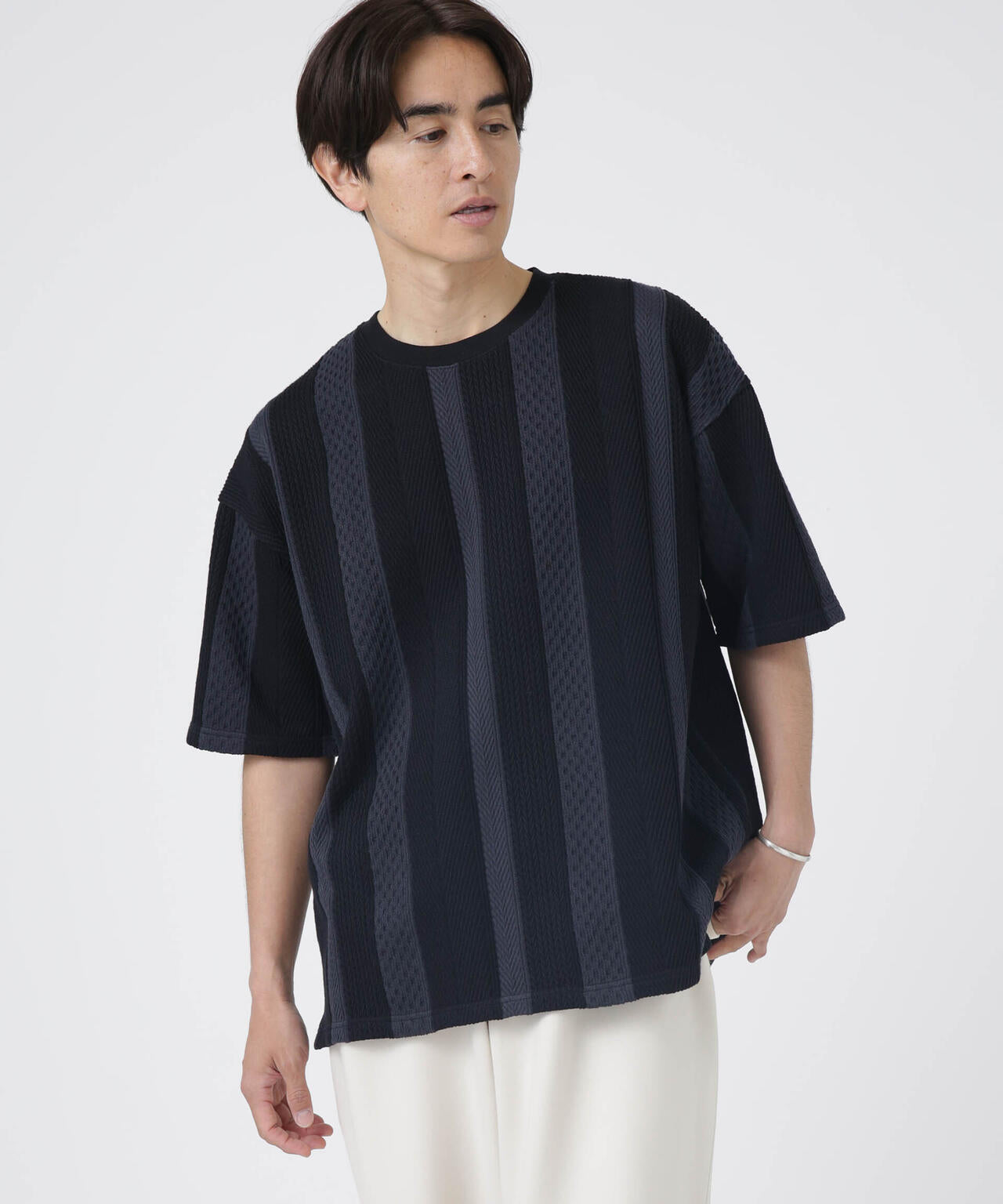 LB.04/ストライプジャガードTシャツ