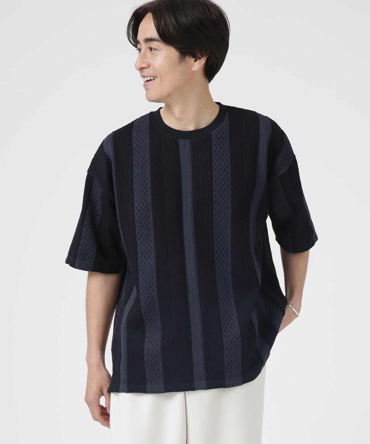 LB.04/ストライプジャガードTシャツ