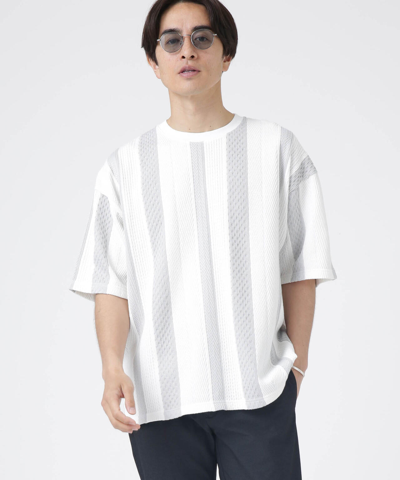 LB.04/ストライプジャガードTシャツ