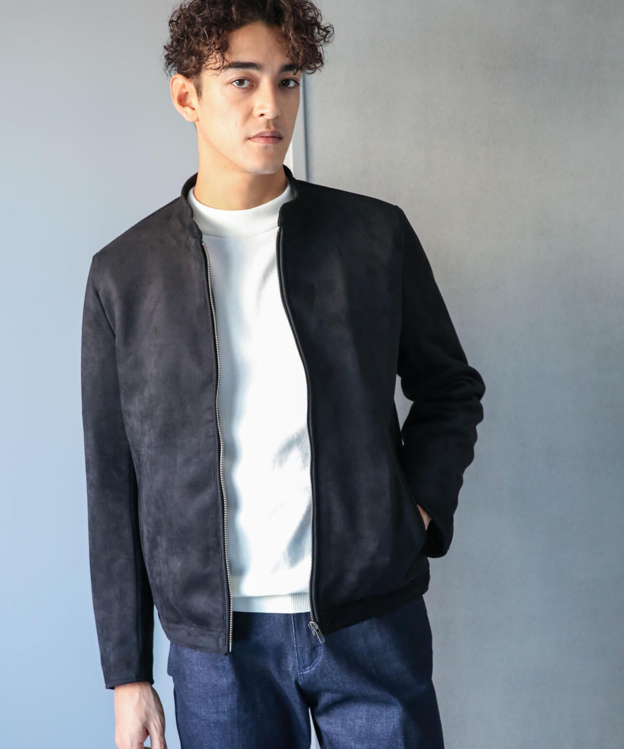 UNUSED スエードブルゾン ブラック フェイクスエードブルゾン | NANO universe（ナノ・ユニバース