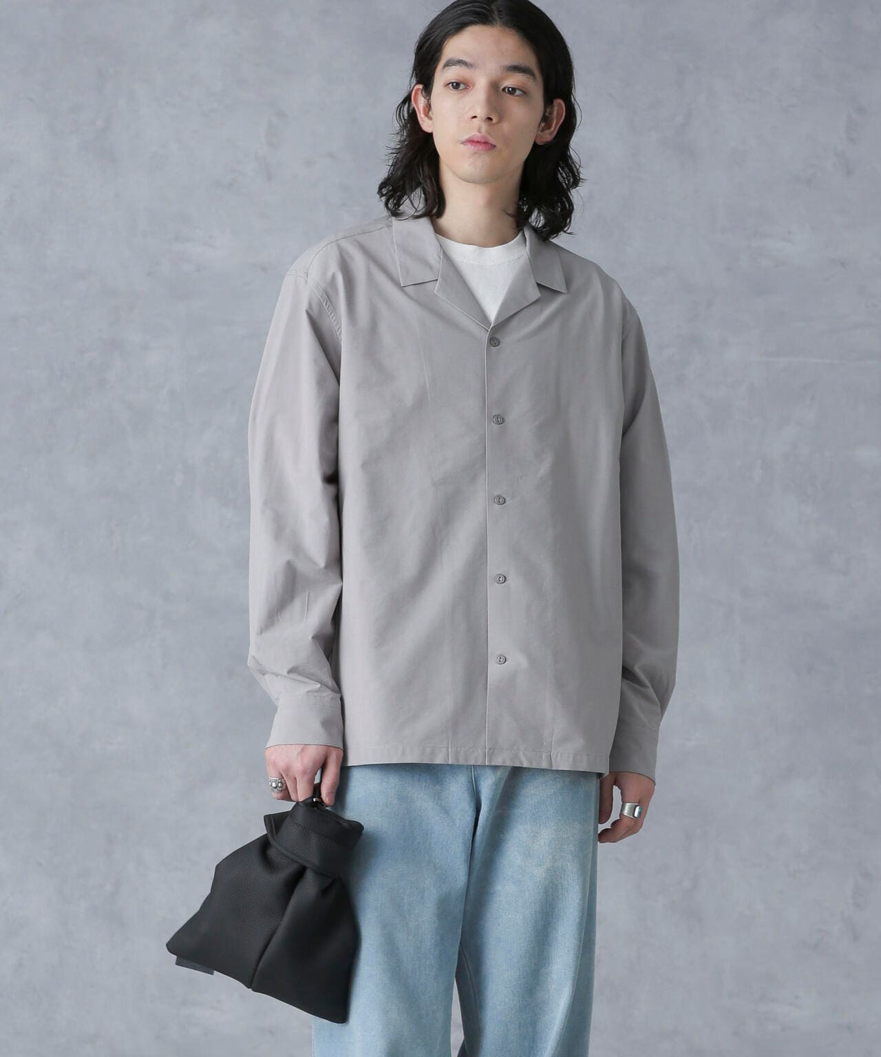 ストレッチワイドオープンカラーシャツ 長袖 | NANO universe（ナノ