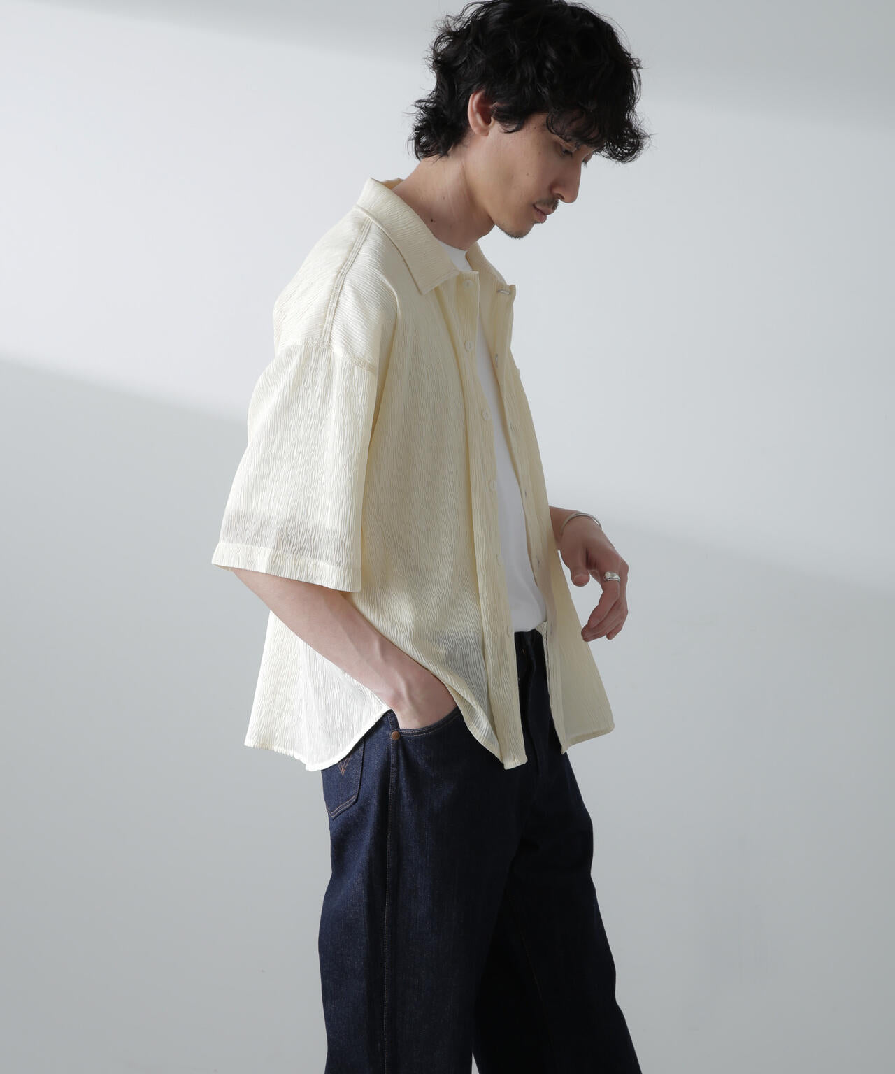 NORMANBROS別注スラッシュポケット楊柳シャツ 半袖
