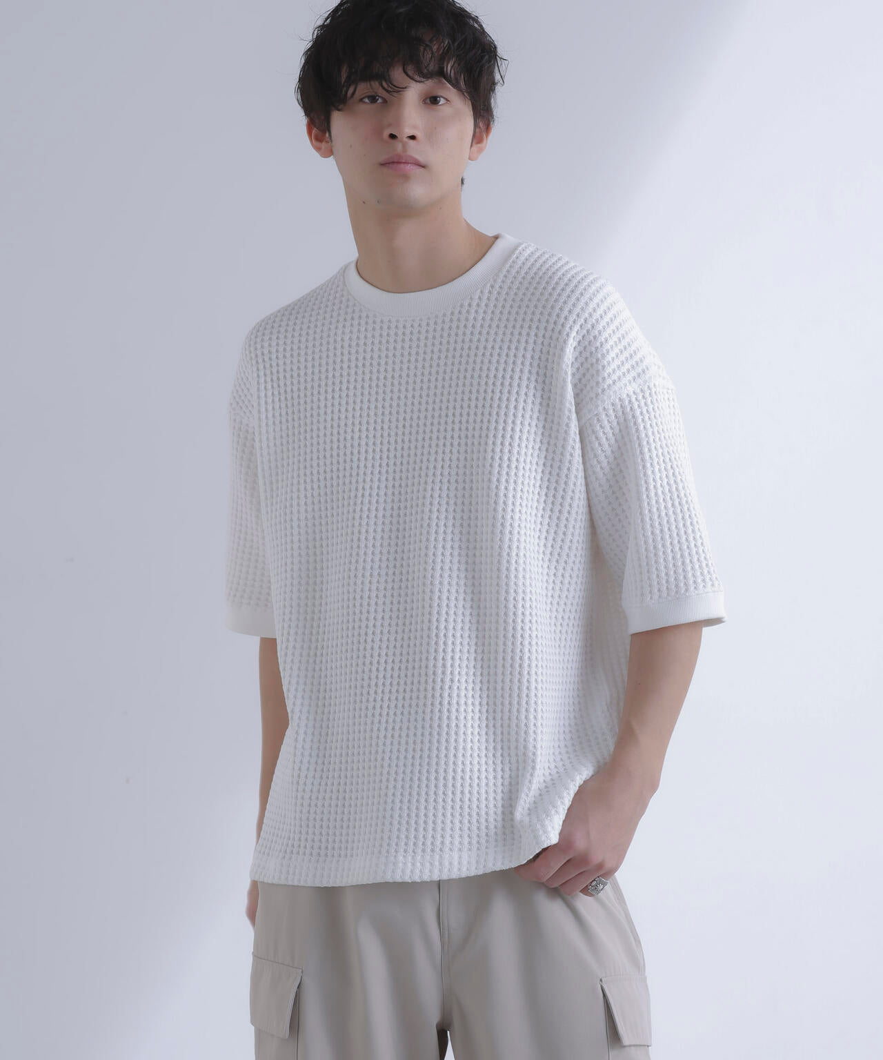 オニワッフルビッグTシャツ 五分袖