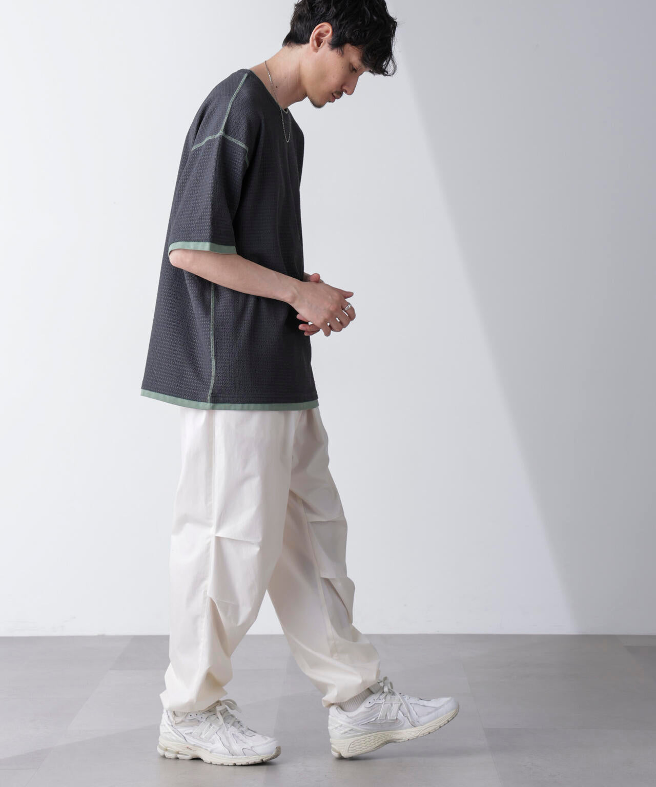 カラーステッチジャガードTシャツ 半袖