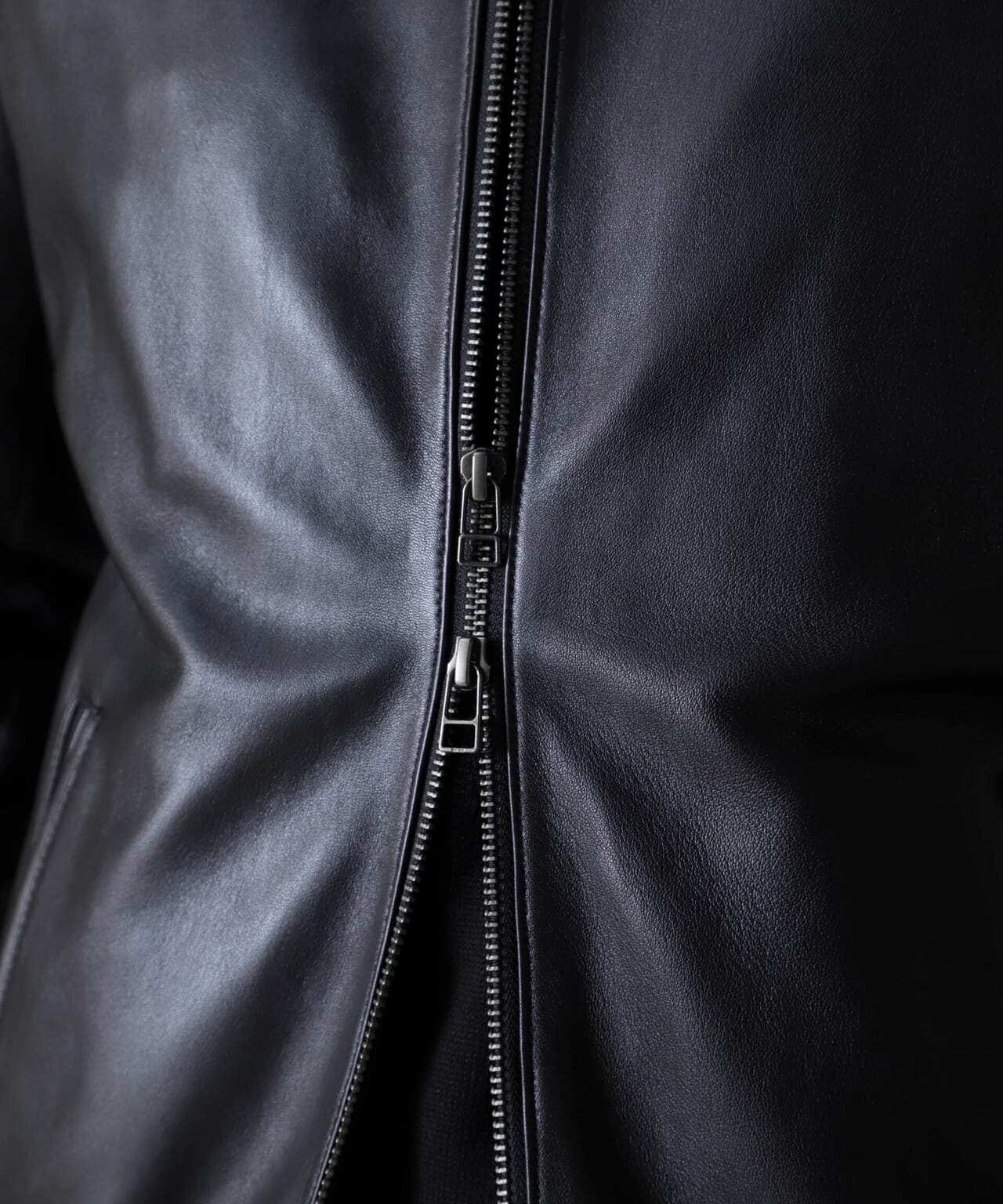 バンドカラーレザーシングルライダースジャケット | NANO universe