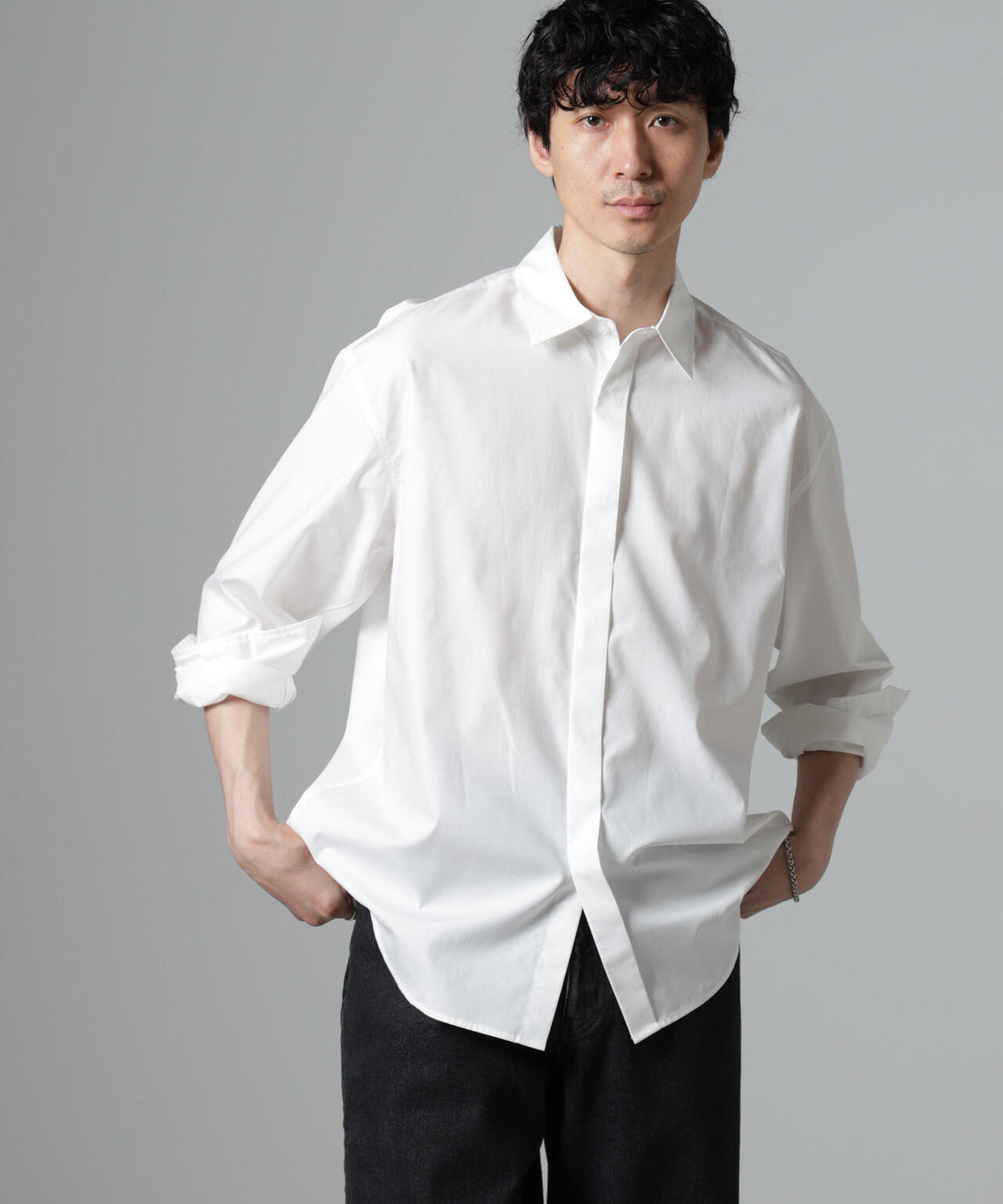 WEB限定/テンセルコットン比翼レギュラーカラーシャツ | NANO universe 