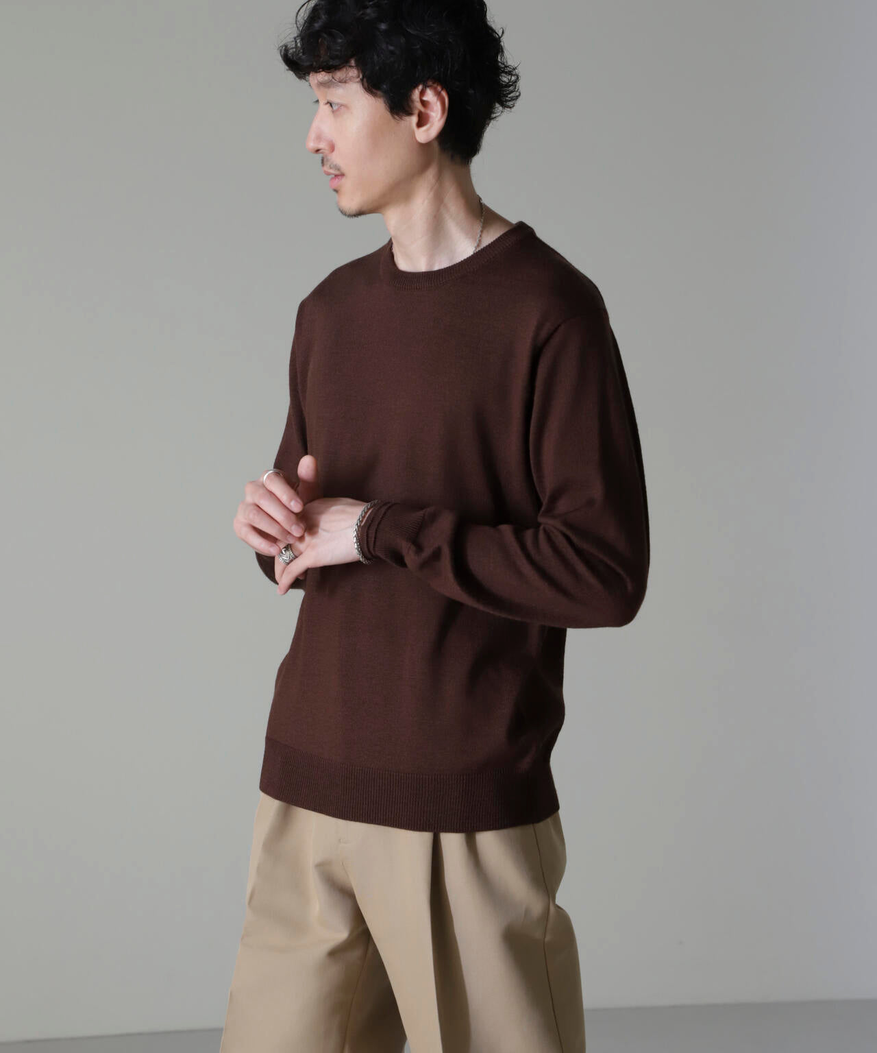 タスマニアミックスクルーネックニット | NANO universe（ナノ