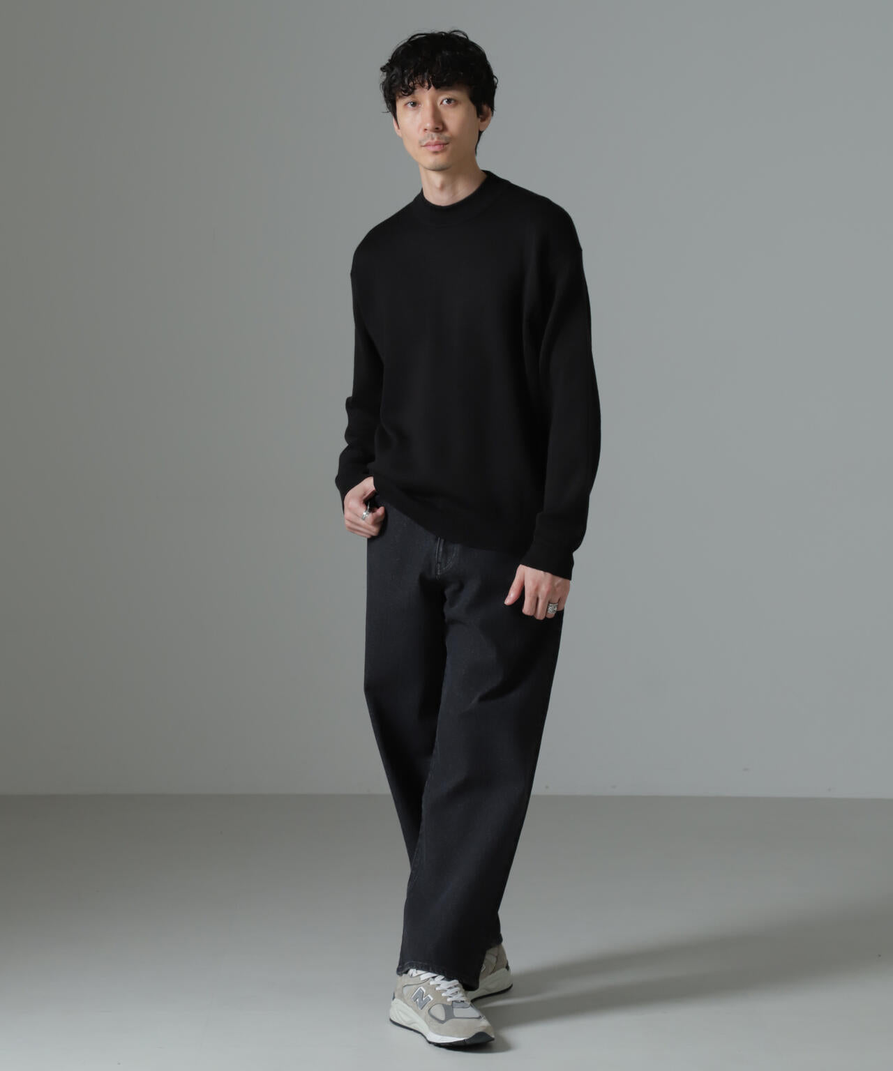 タスマニアミックス ミラノリブリラックスモックネックニット