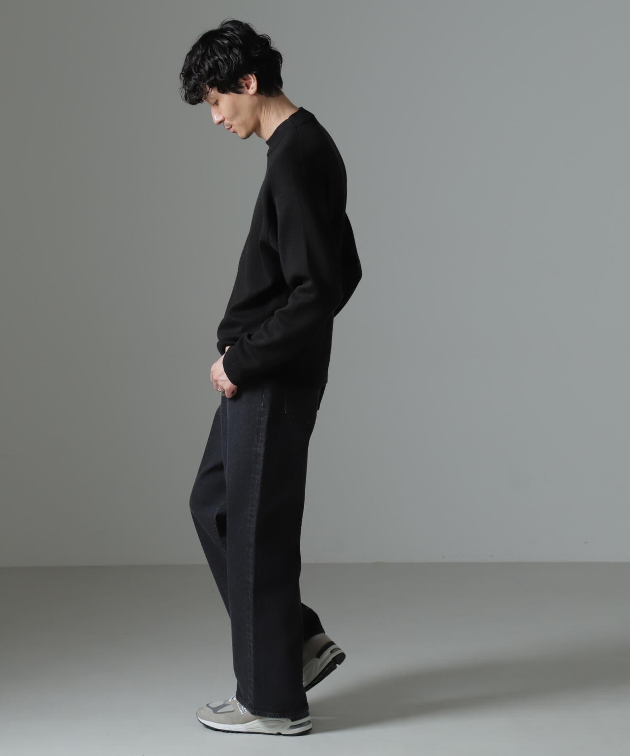 タスマニアミックス ミラノリブリラックスモックネックニット