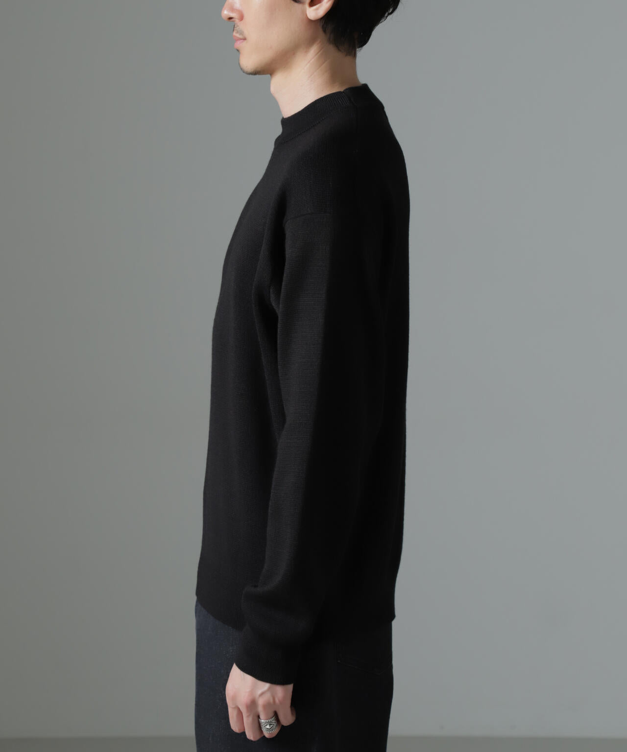 タスマニアミックス ミラノリブリラックスモックネックニット