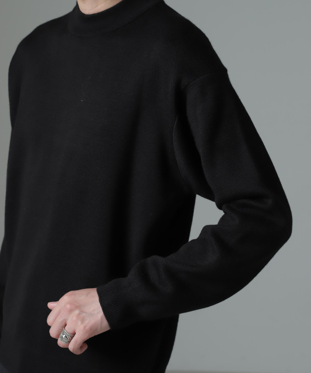 タスマニアミックス ミラノリブリラックスモックネックニット