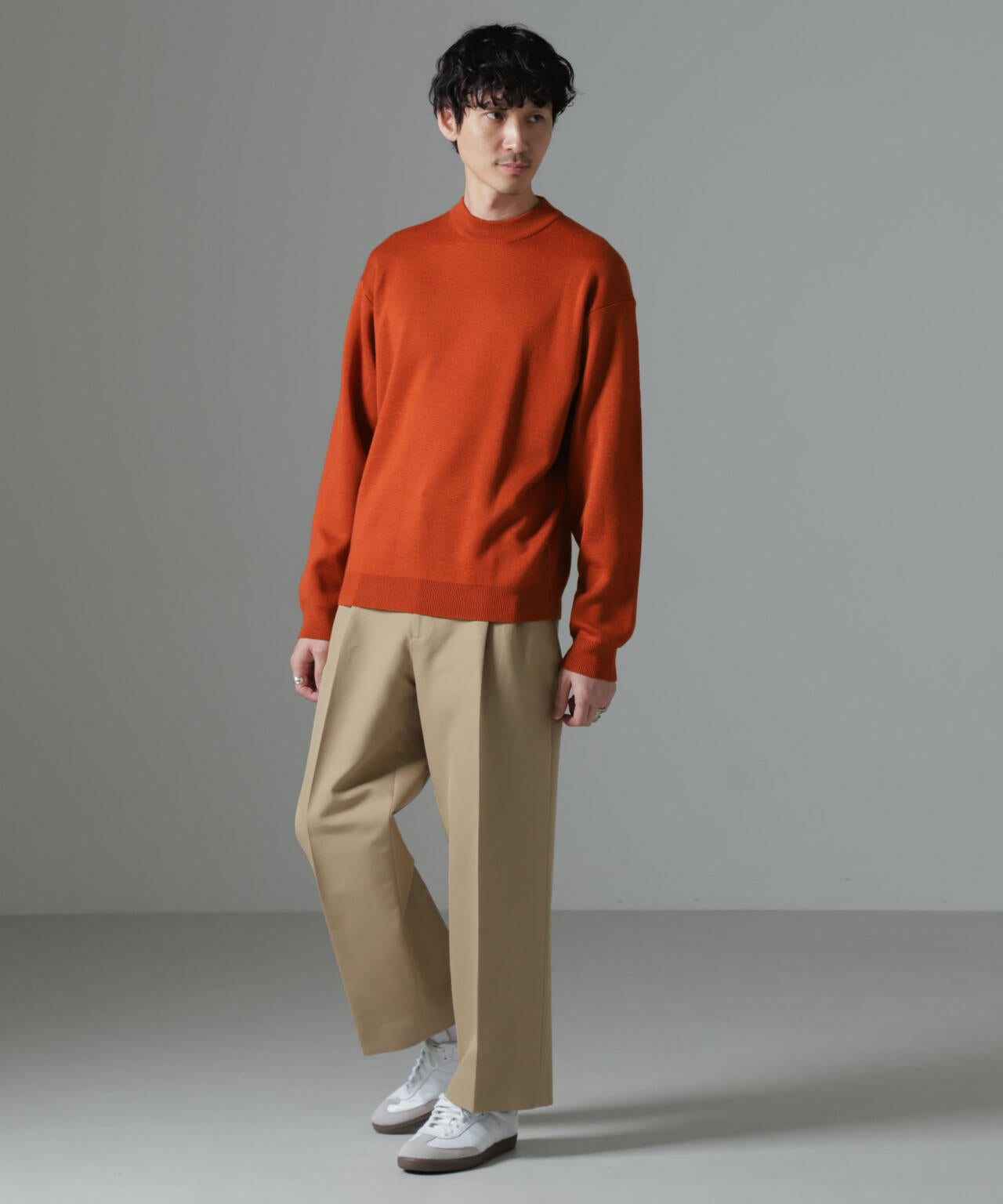 タスマニアミックス ミラノリブリラックスモックネックニット