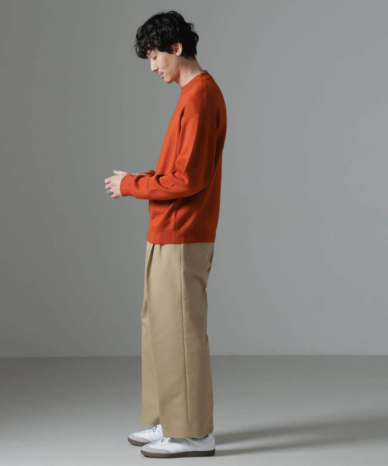 タスマニアミックス ミラノリブリラックスモックネックニット