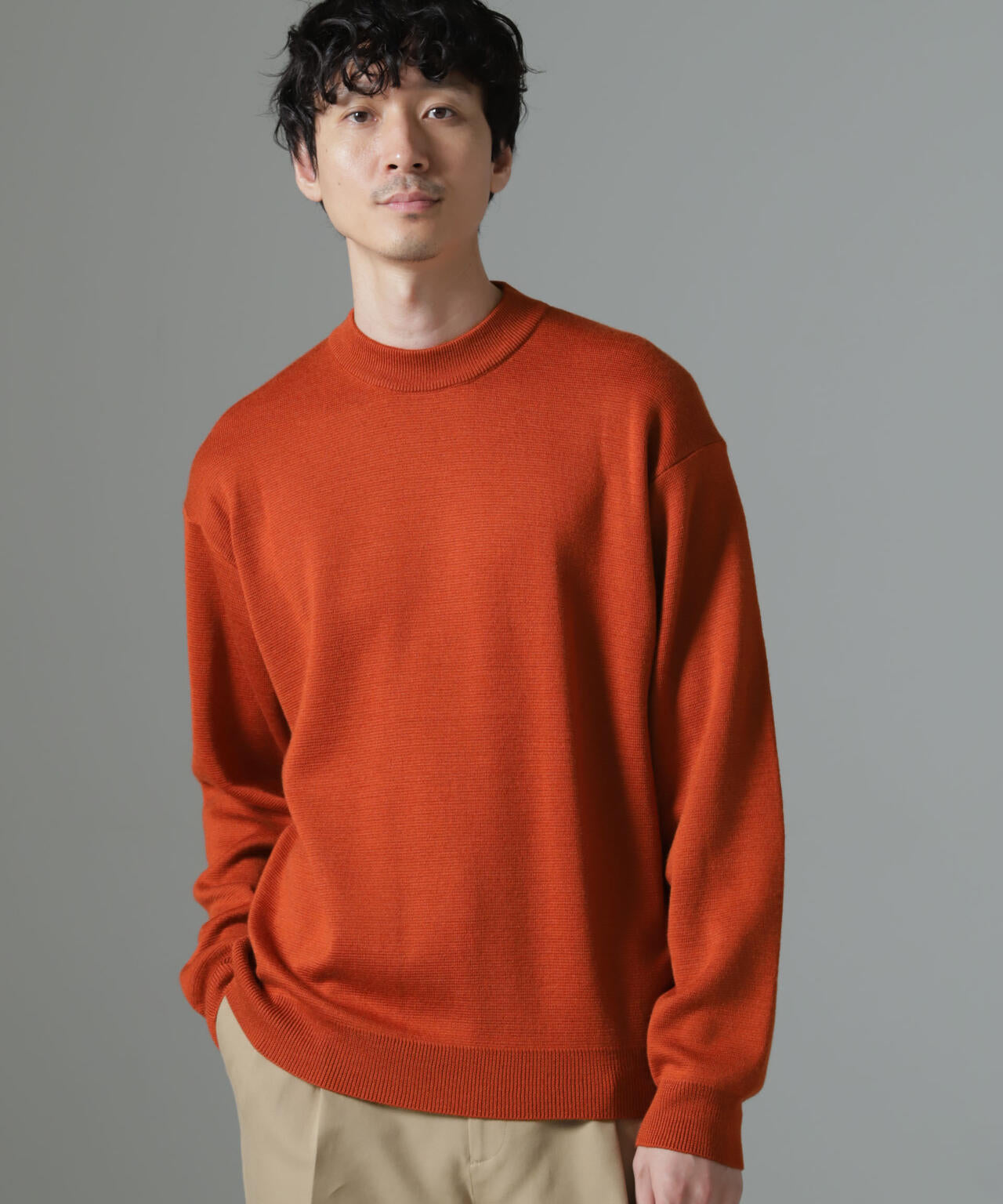 タスマニアミックス ミラノリブリラックスモックネックニット