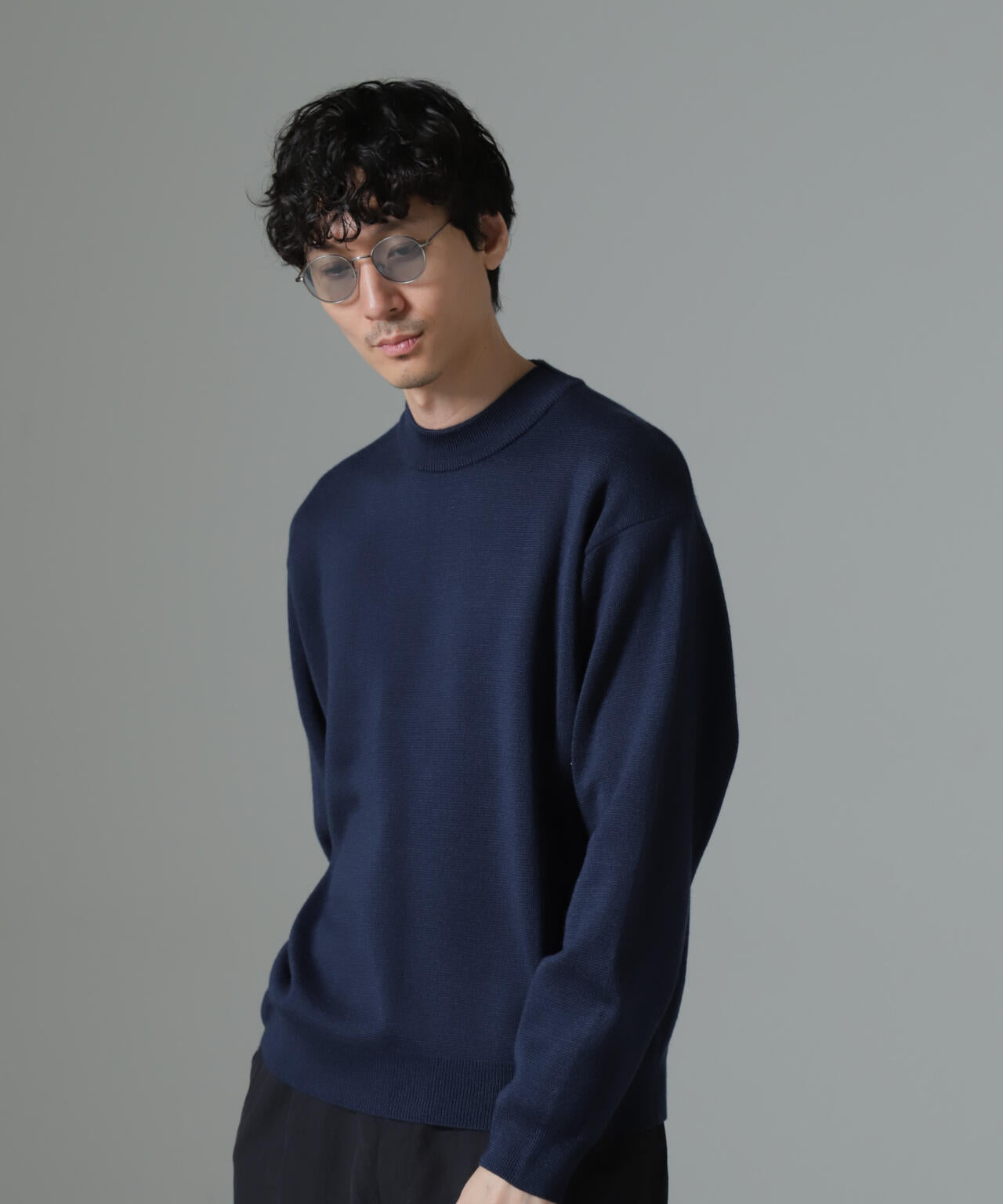 タスマニアミックス ミラノリブリラックスモックネックニット