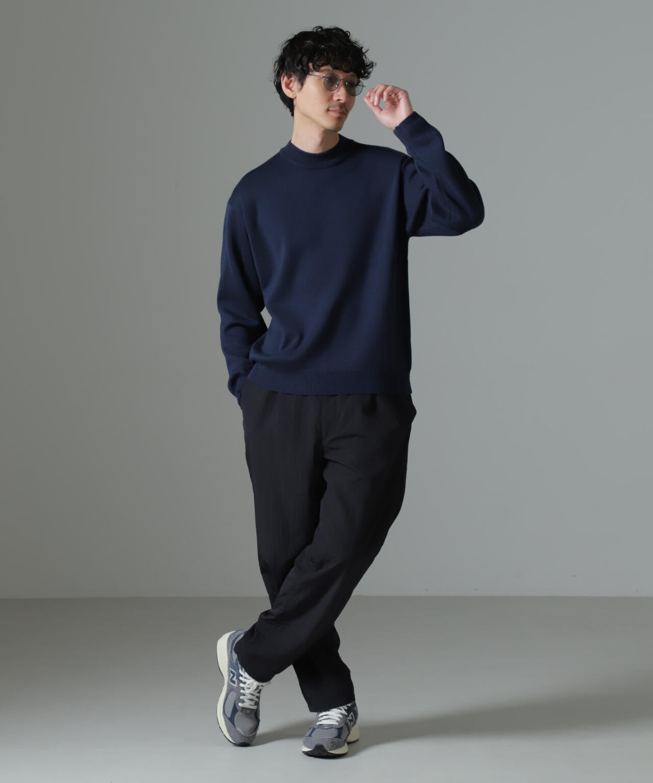 タスマニアミックス ミラノリブリラックスモックネックニット